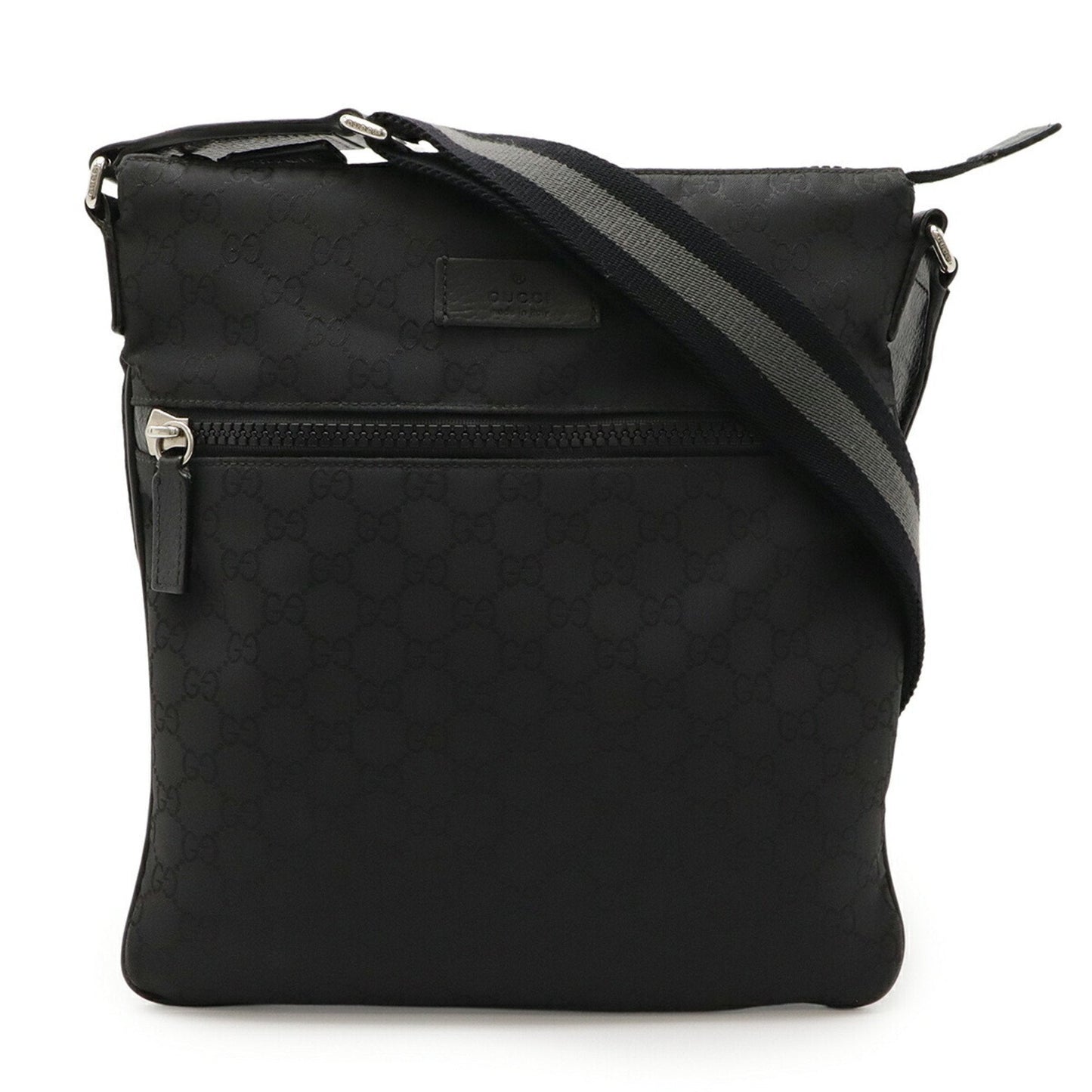 Gucci Black Gray Nylon Leather Shoulder Bag