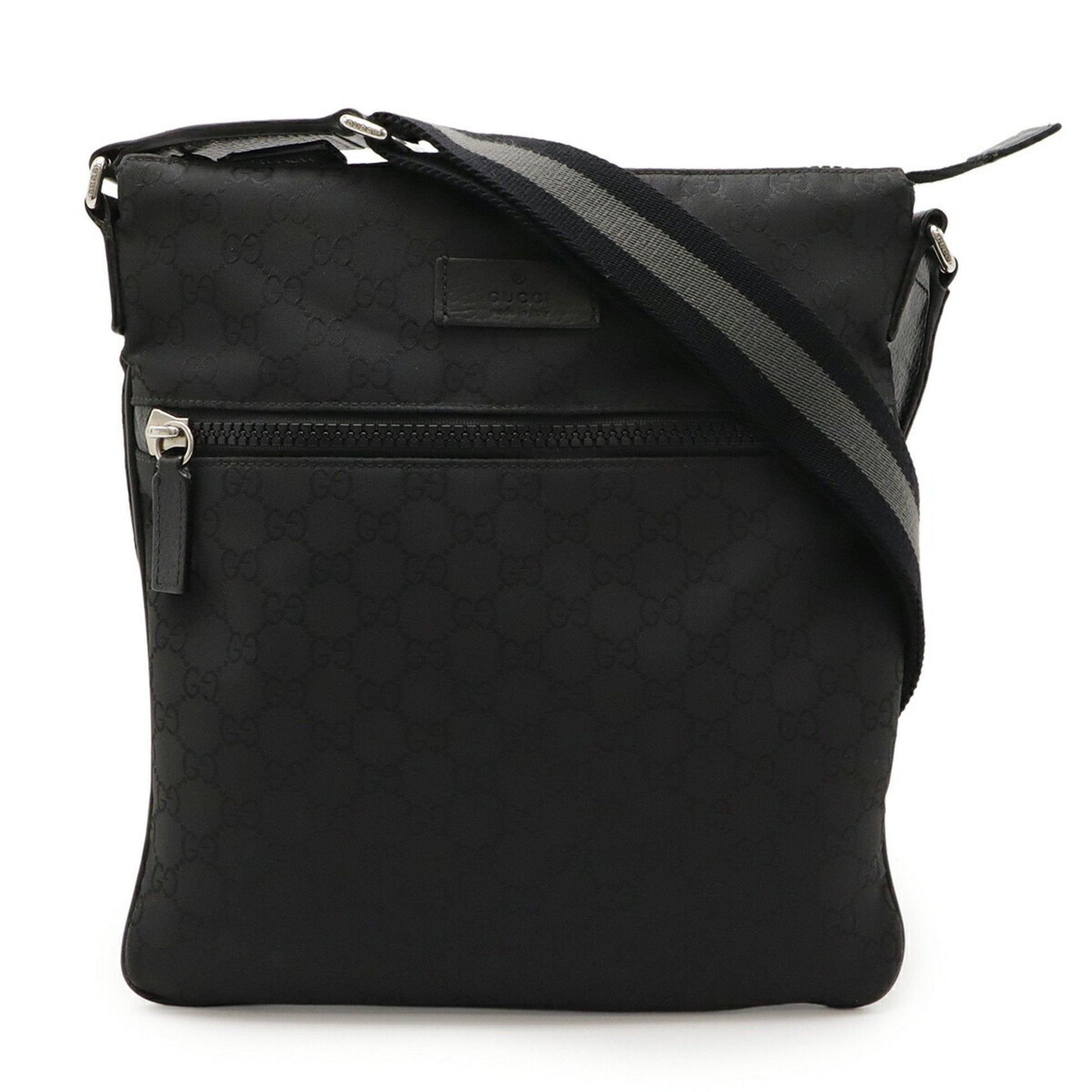 Gucci Black Gray Nylon Leather Shoulder Bag
