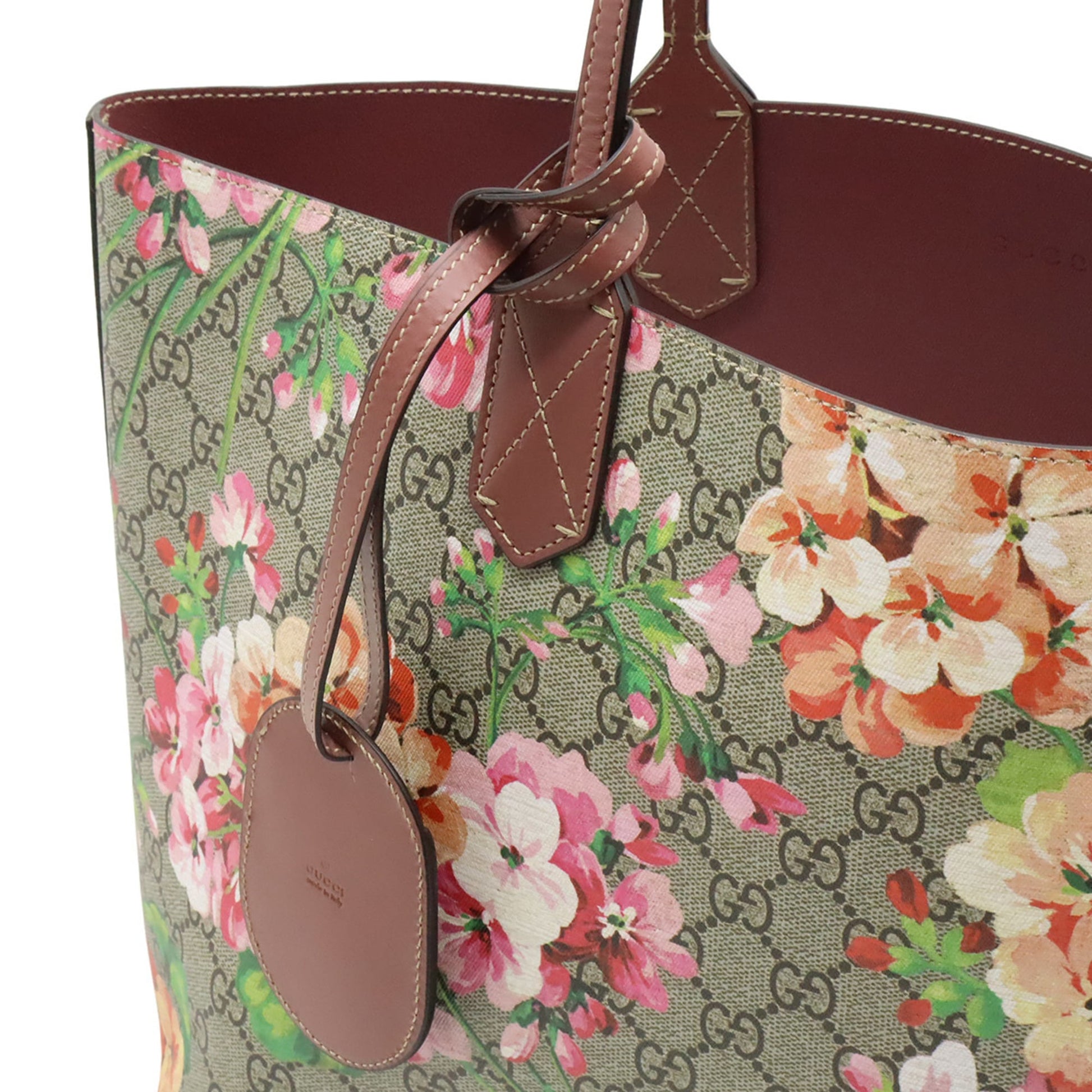 Gucci Gg Blooms Beige Multi-Color Pink Leather Shoulder Bag Tote Bag