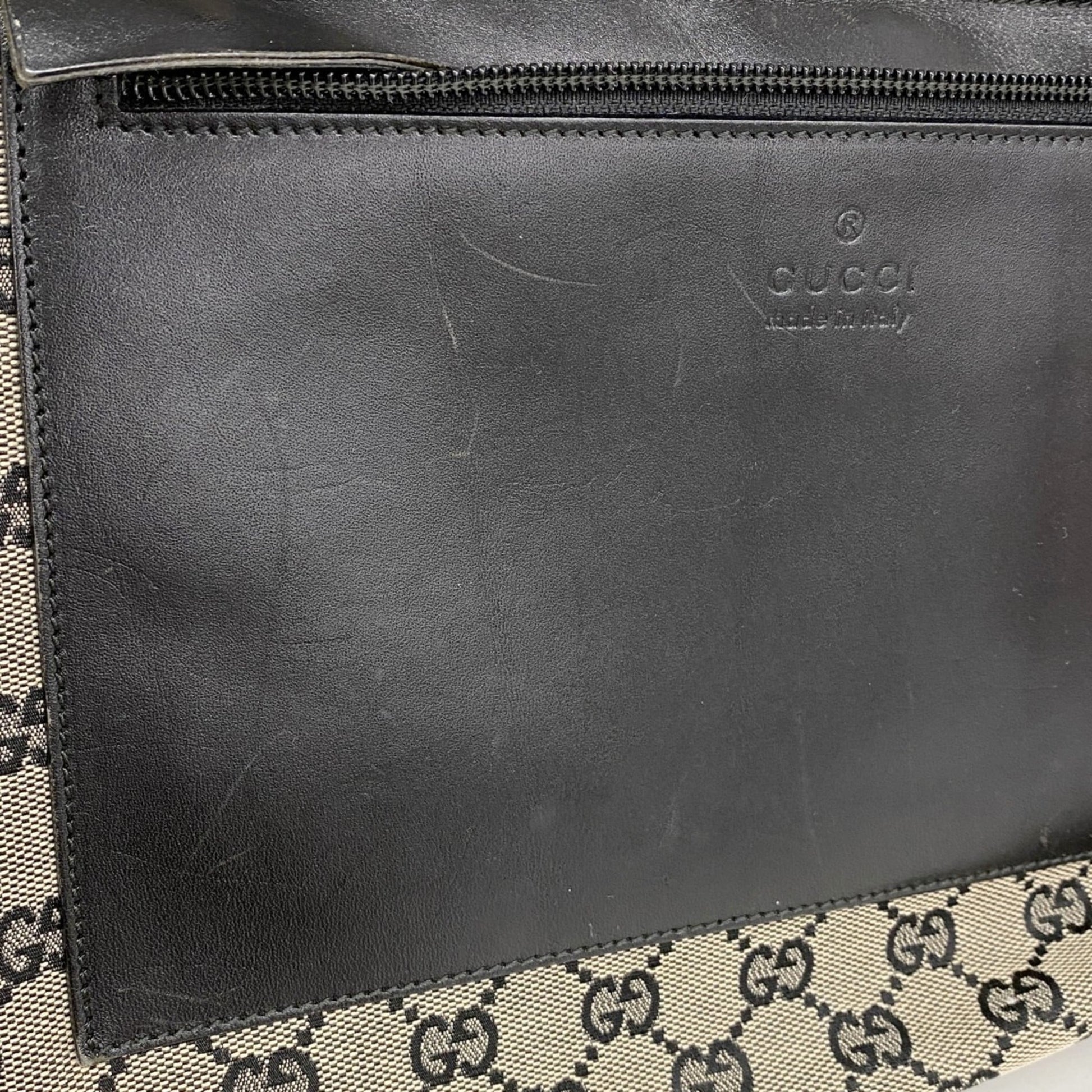 Gucci Beige Black Canvas Tote Bag
