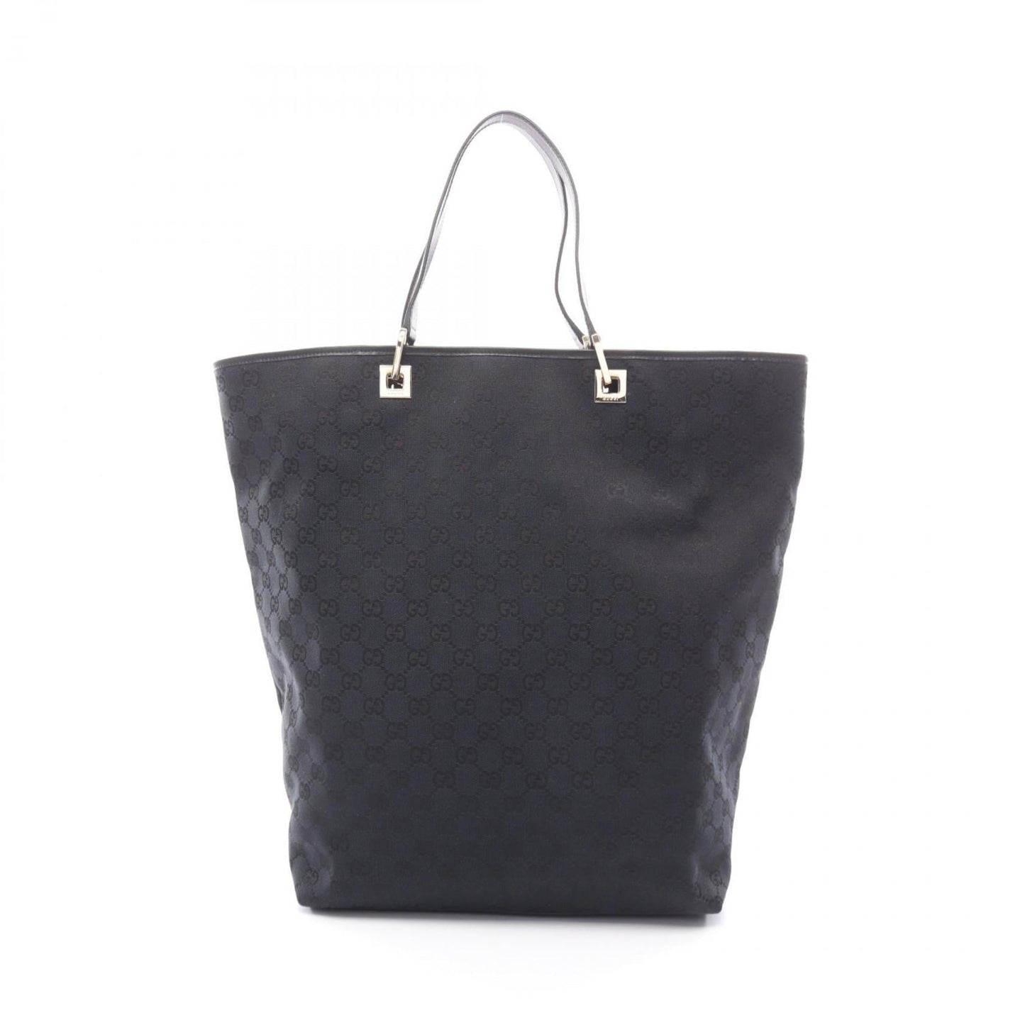 Gucci Black Navy Gg Canvas Leather Tote Bag
