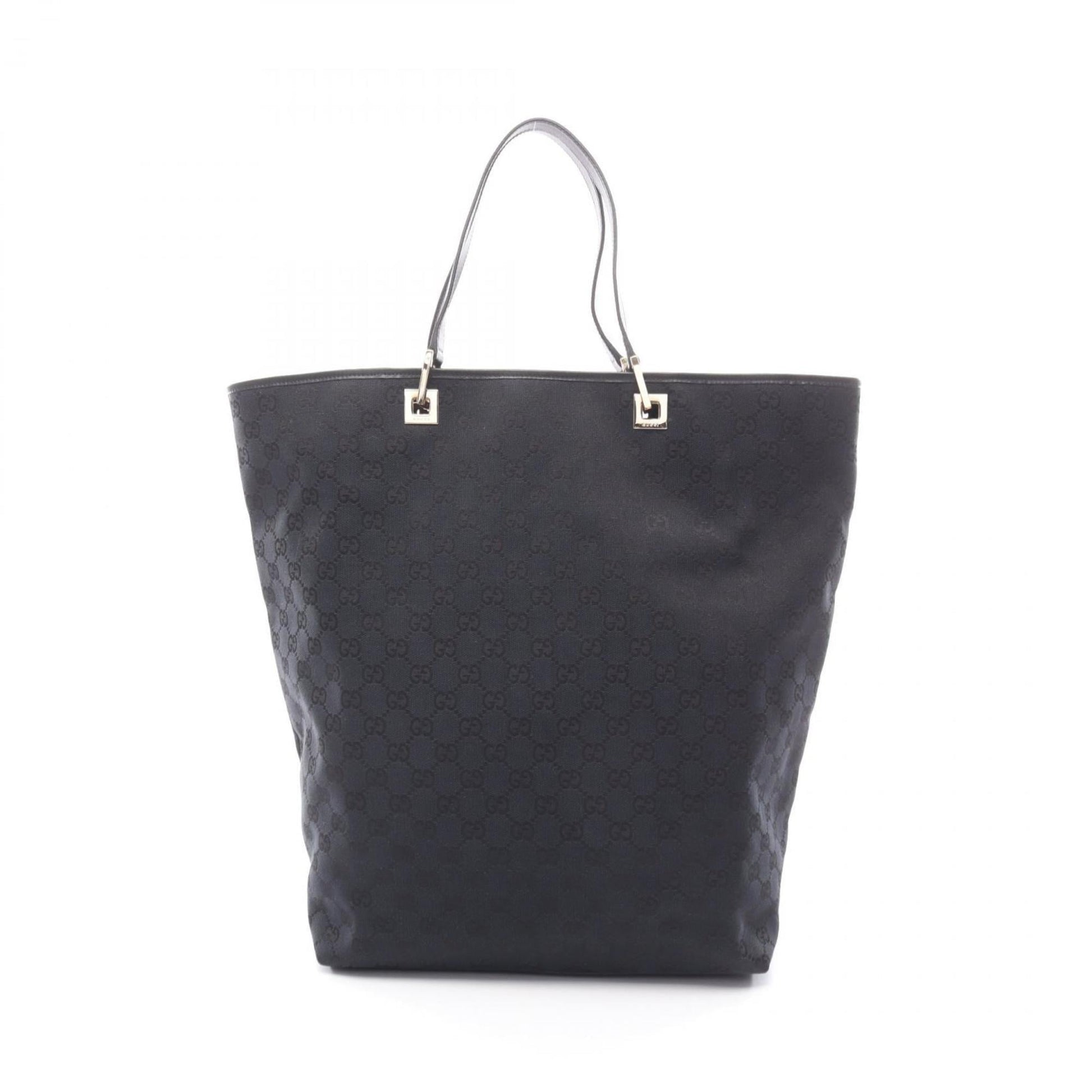Gucci Black Navy Gg Canvas Leather Tote Bag