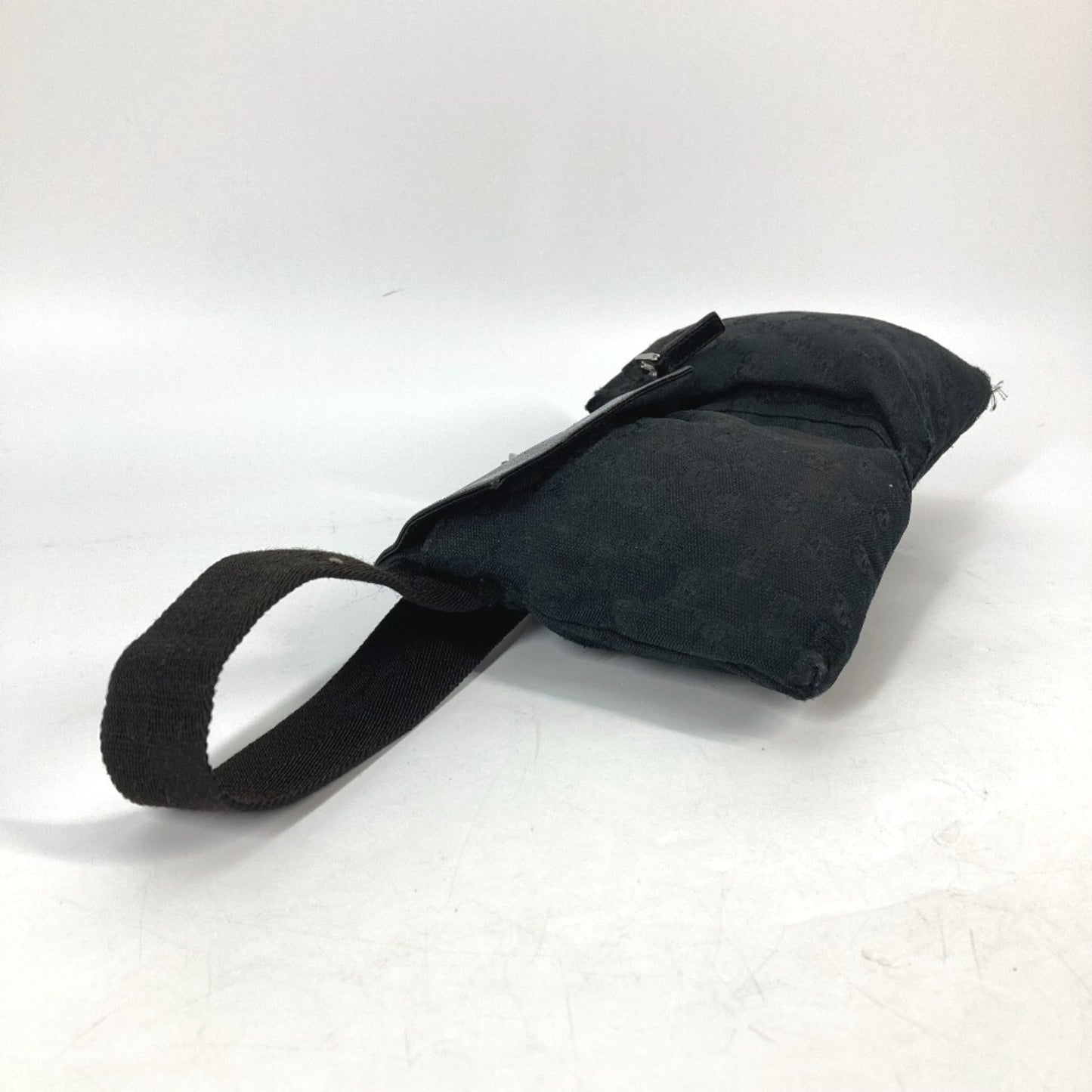 Gucci Black Gg Canvas Leather Fanny Pack Sling Bag