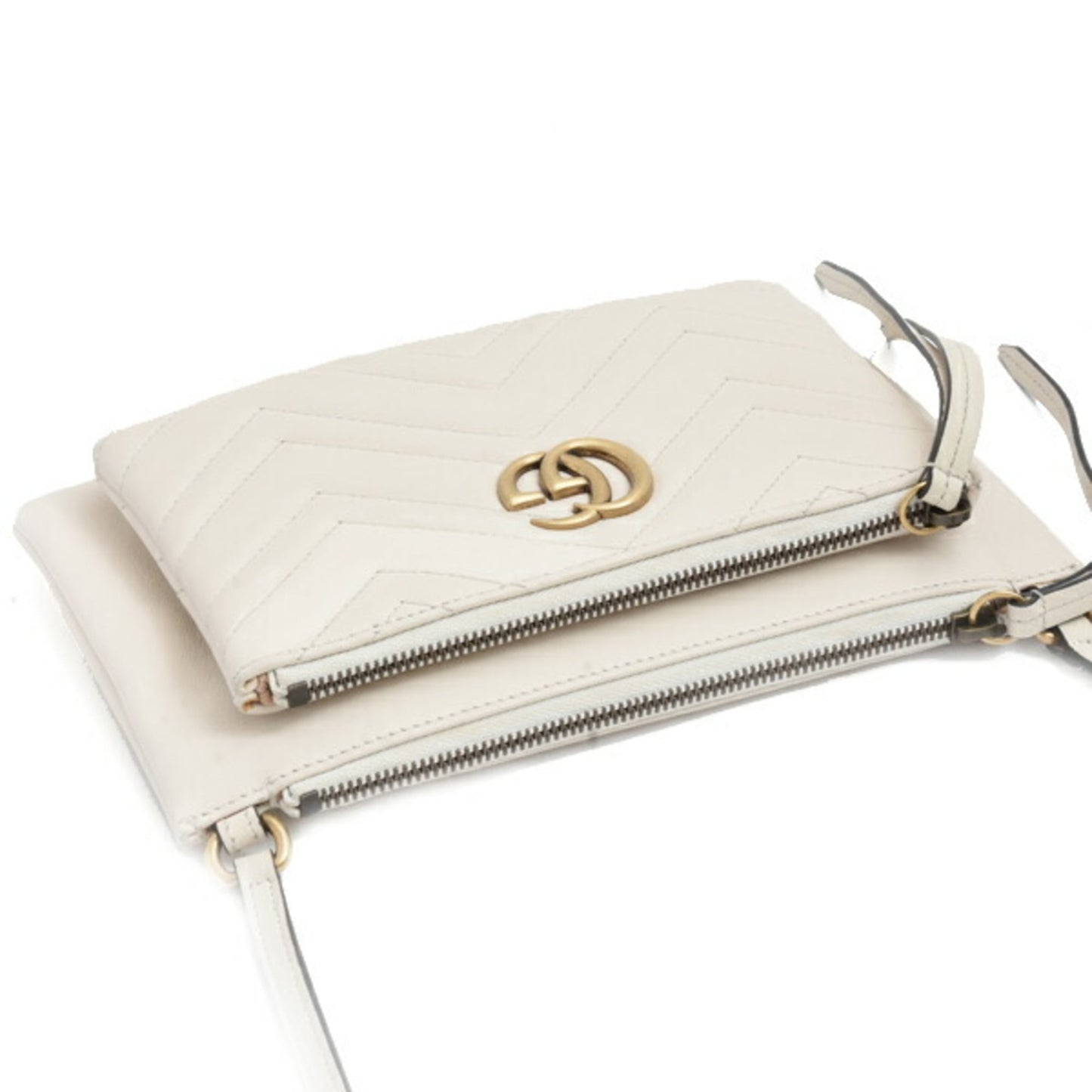 Gucci White Leather Pochette Pouch Shoulder Bag