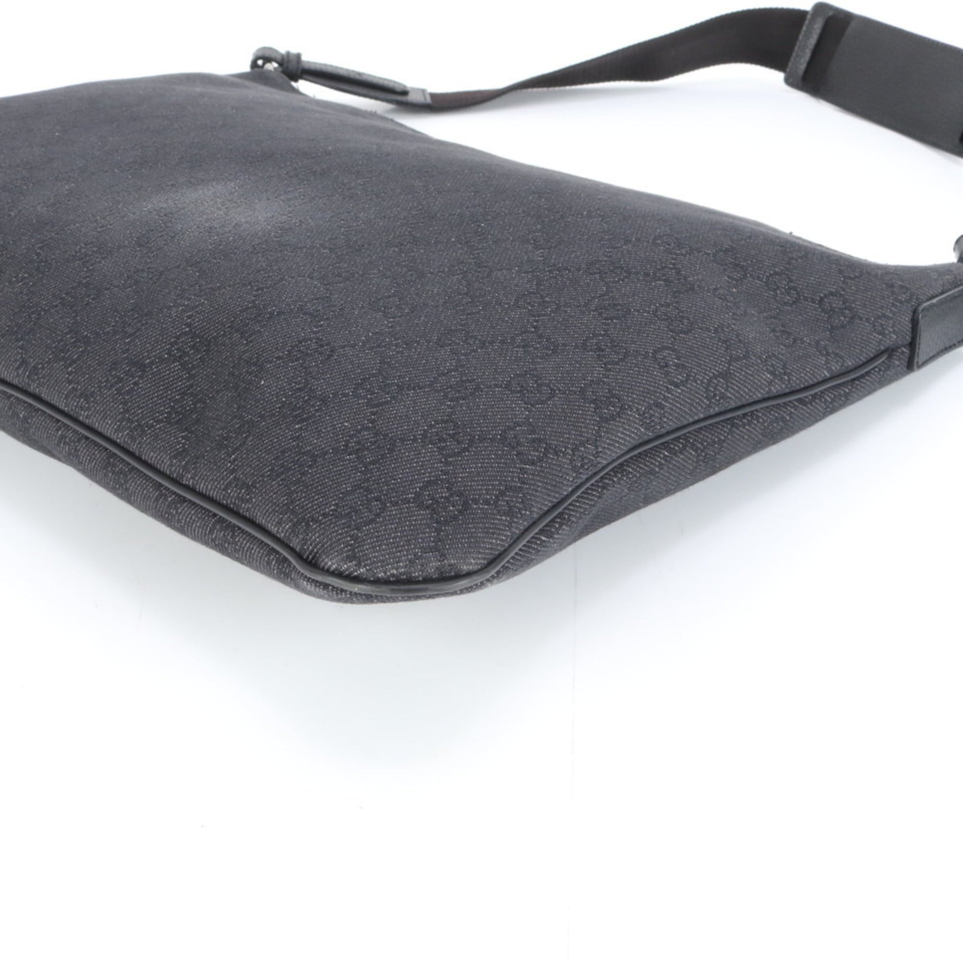 Gucci Black Leather Canvas Shoulder Bag