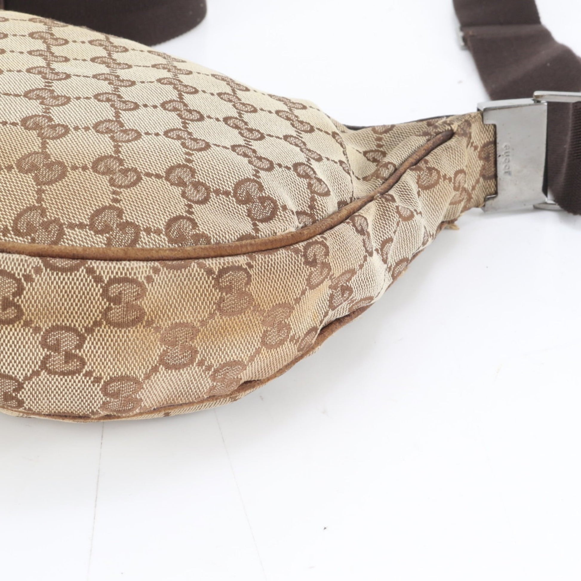 Gucci Gg Canvas Brown Leather Canvas Shoulder Bag