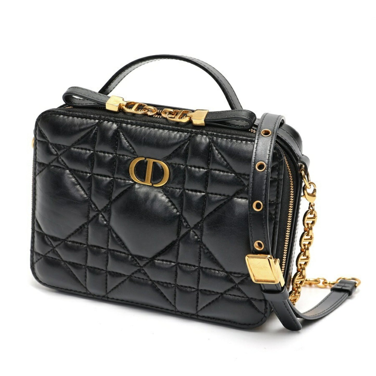 Dior Handbag Christian Quilting Leather Black