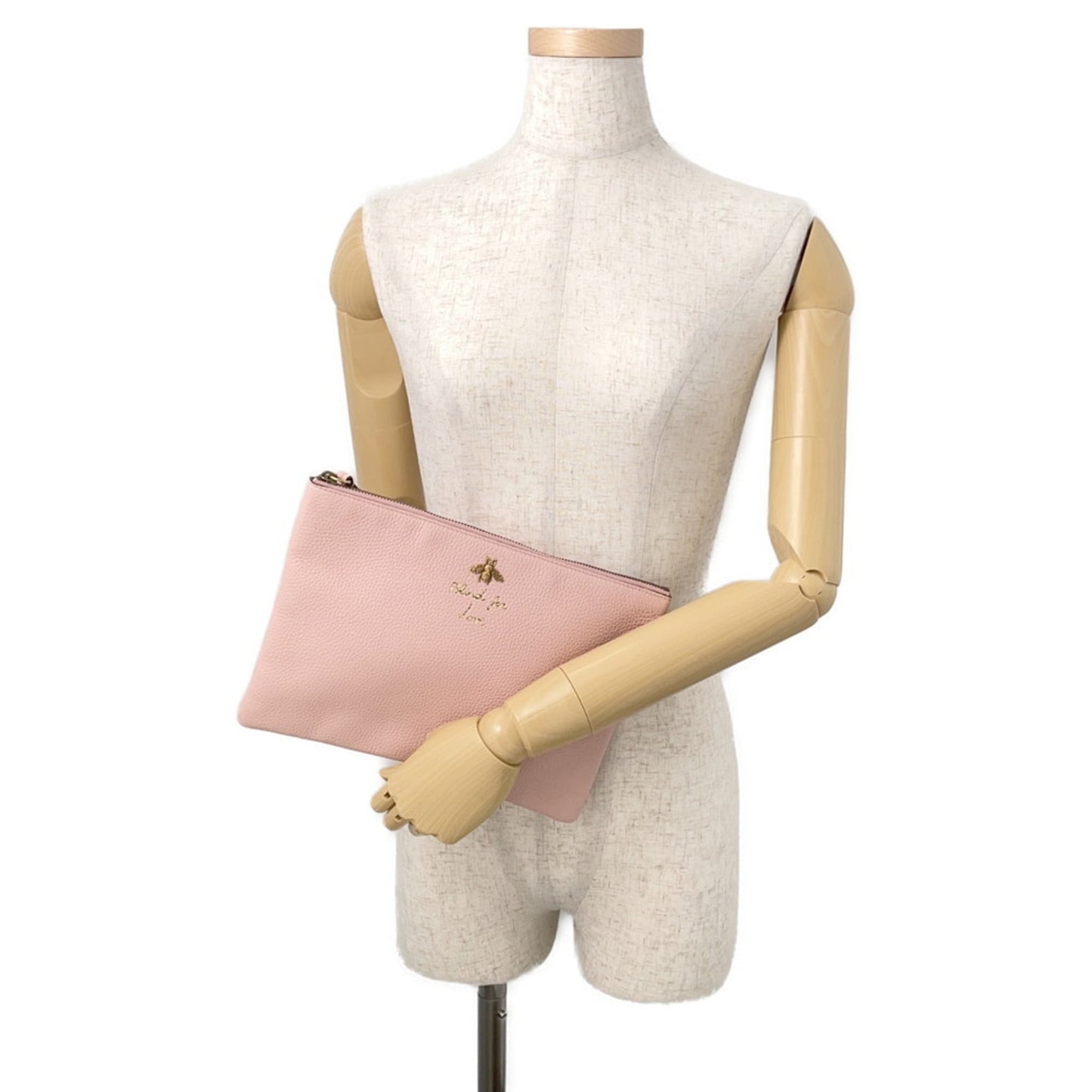 Gucci Brown Pink Leather Clutch Bag