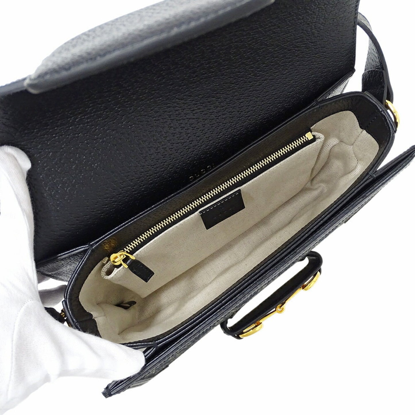 Gucci Horsebit Black Denim Shoulder Bag