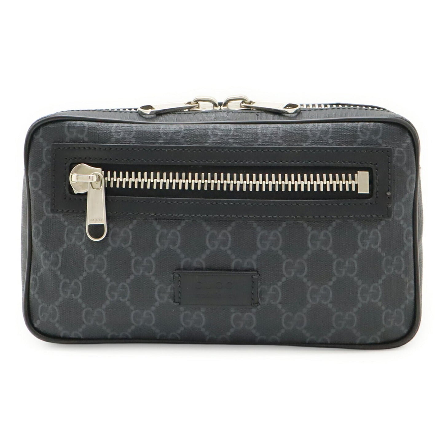 Gucci Black Dark Gray Navy Red Color Pvc Leather Fanny Pack