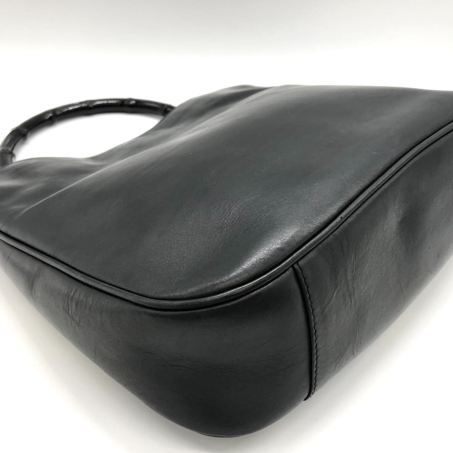 Gucci Black Bamboo Leather Handbag Shoulder Bag