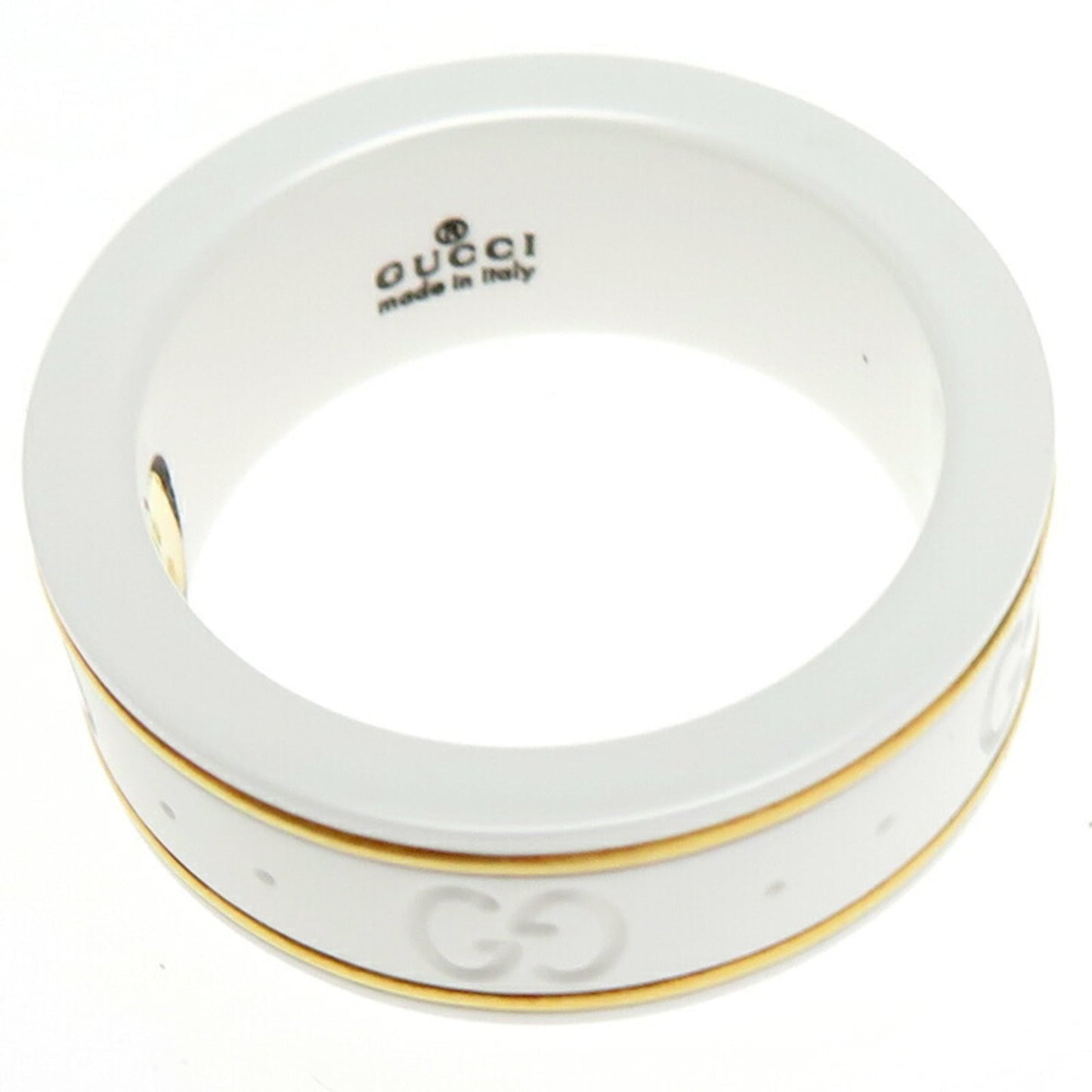 Gucci White Yellow Gold Yellow Gold (18K) Ceramic Band Ring