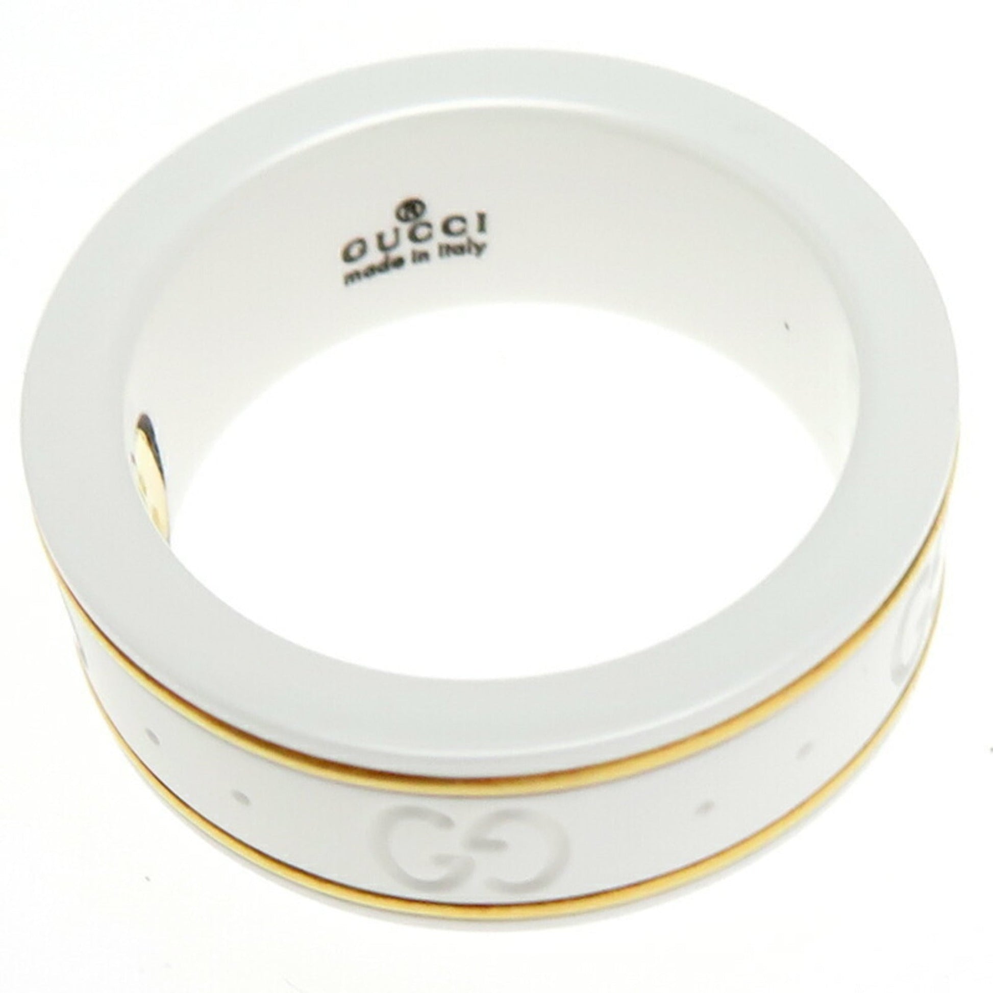 Gucci White Yellow Gold Yellow Gold (18K) Ceramic Band Ring
