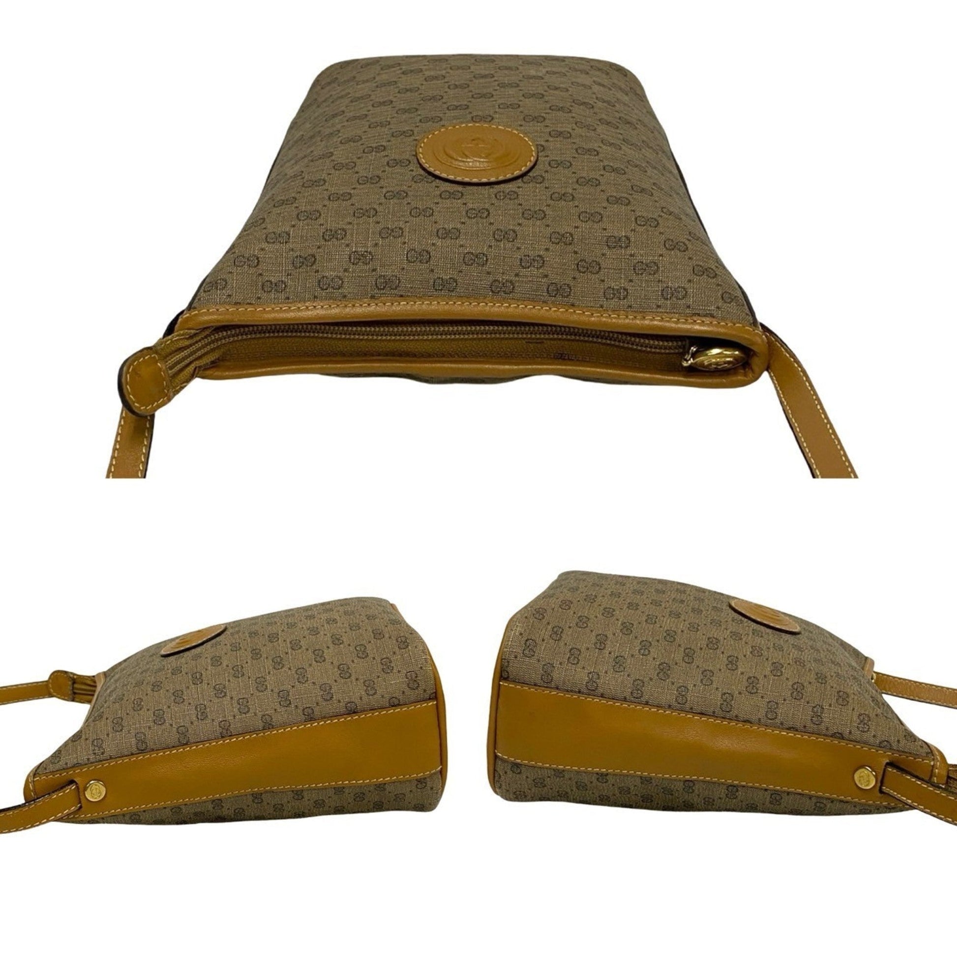 Gucci Brown Camel Leather Pvc Pochette Shoulder Bag