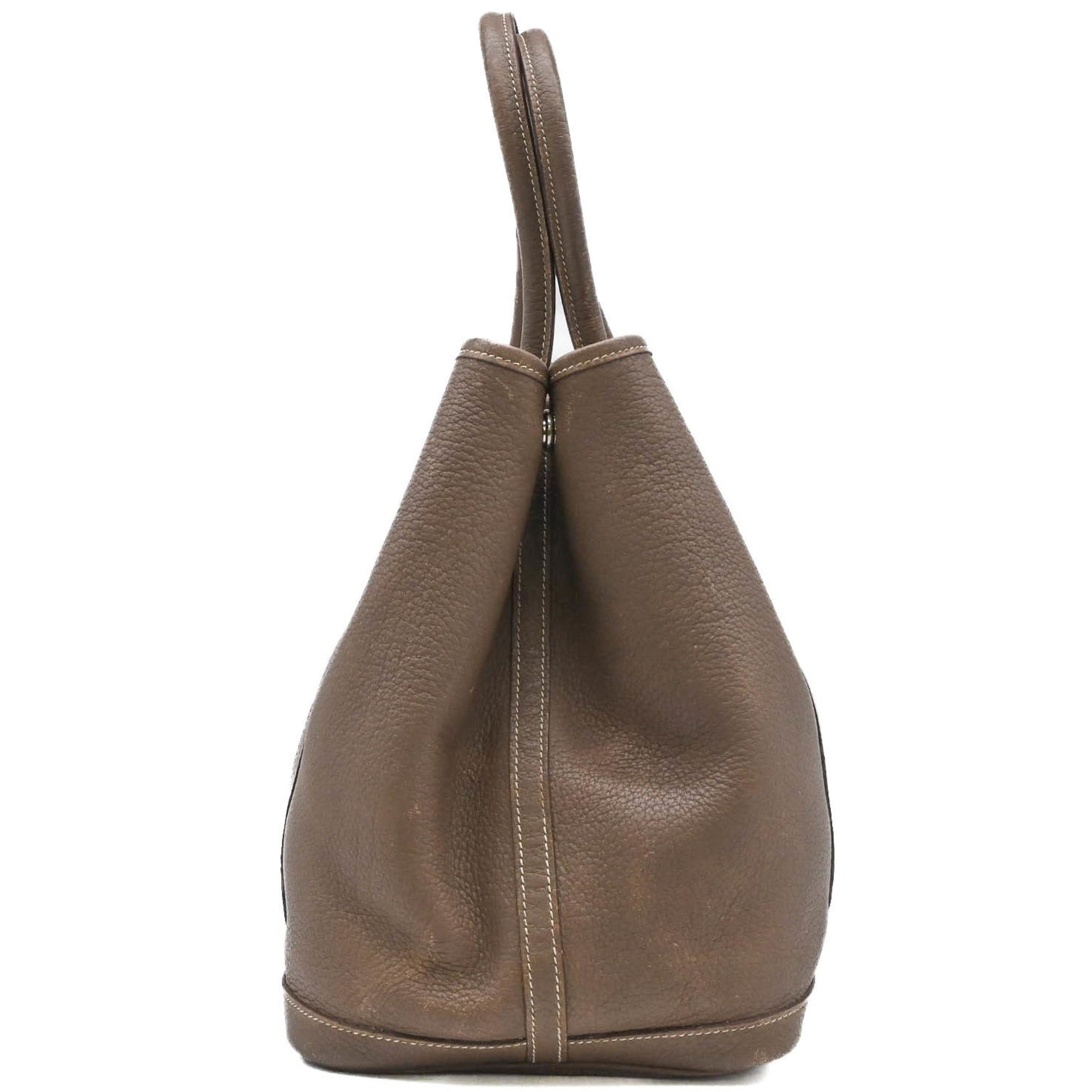 Hermes Garden Etoupe Grayish Negonda Handbag Tote Bag Leather