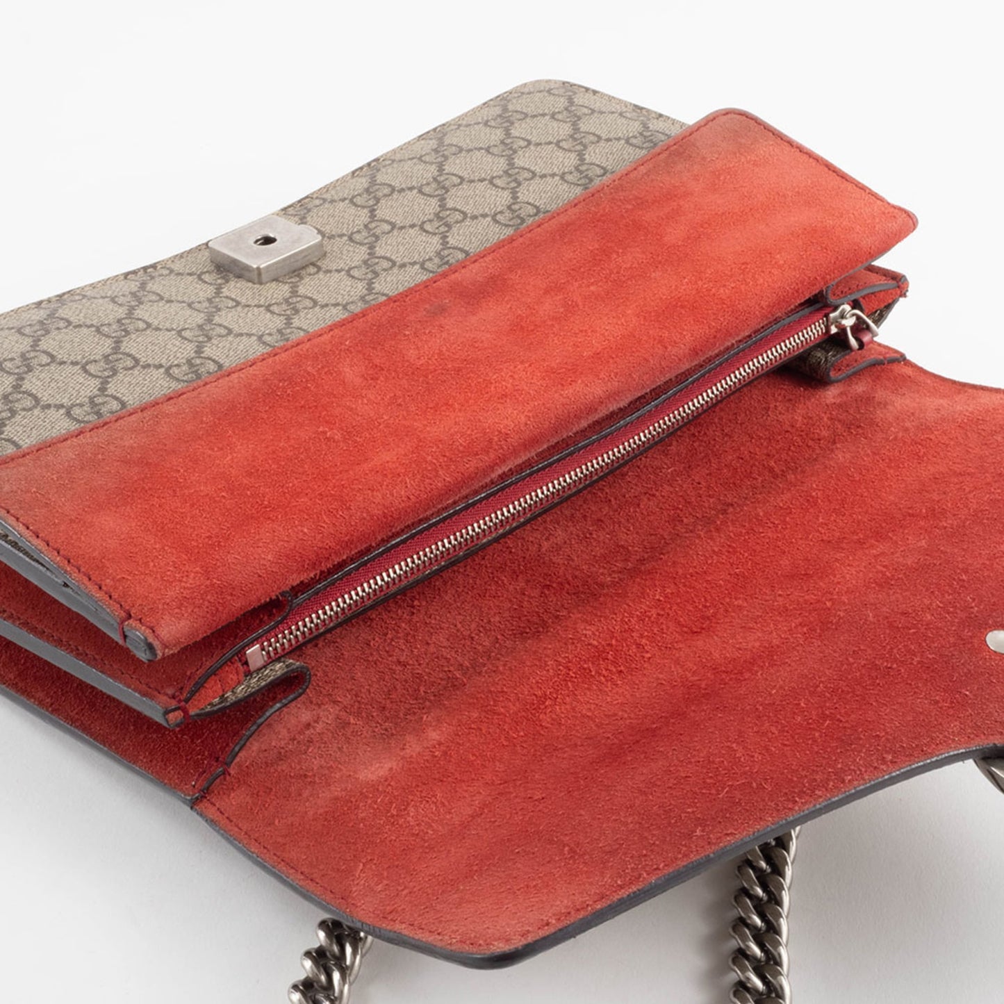 Gucci Beige Red Color Gg Supreme Leather Shoulder Bag