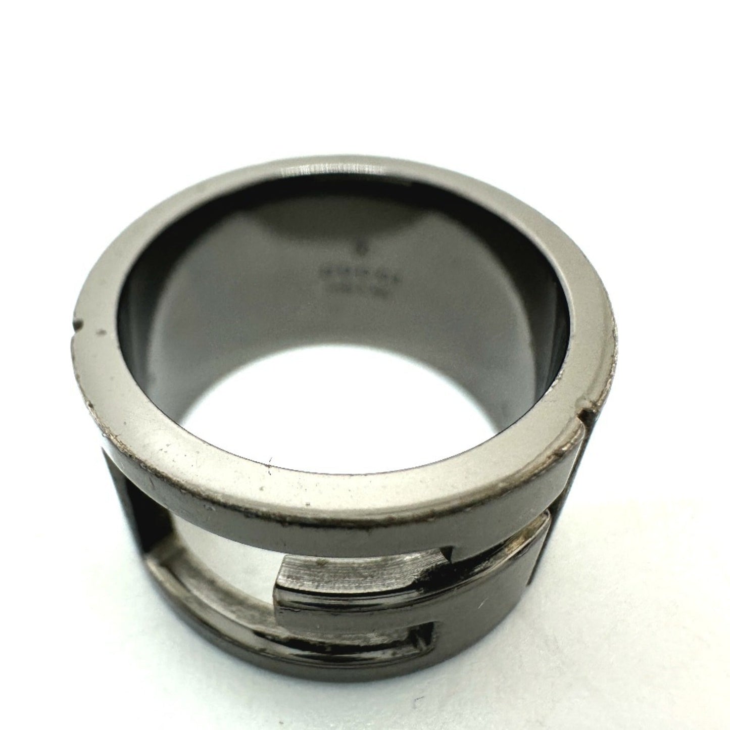 Gucci Black Silver Metal Band Ring