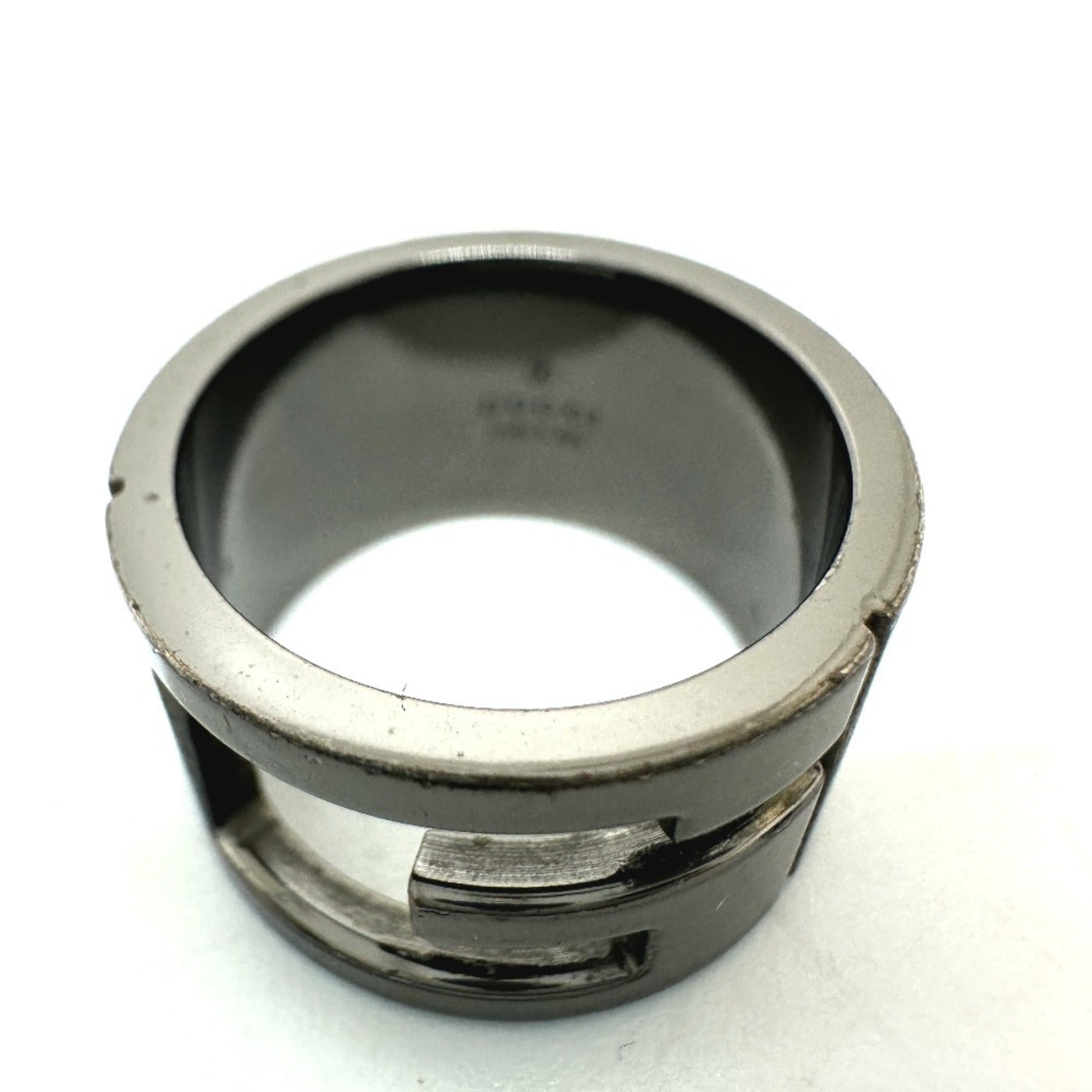Gucci Black Silver Metal Band Ring