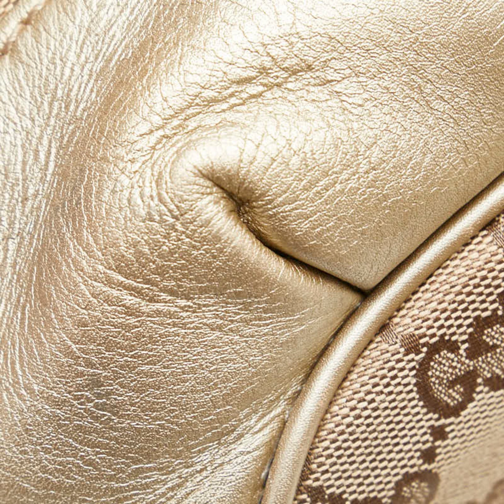 Gucci Gg Canvas Beige Champagne Gold Gg Canvas Leather Handbag Shoulder Bag