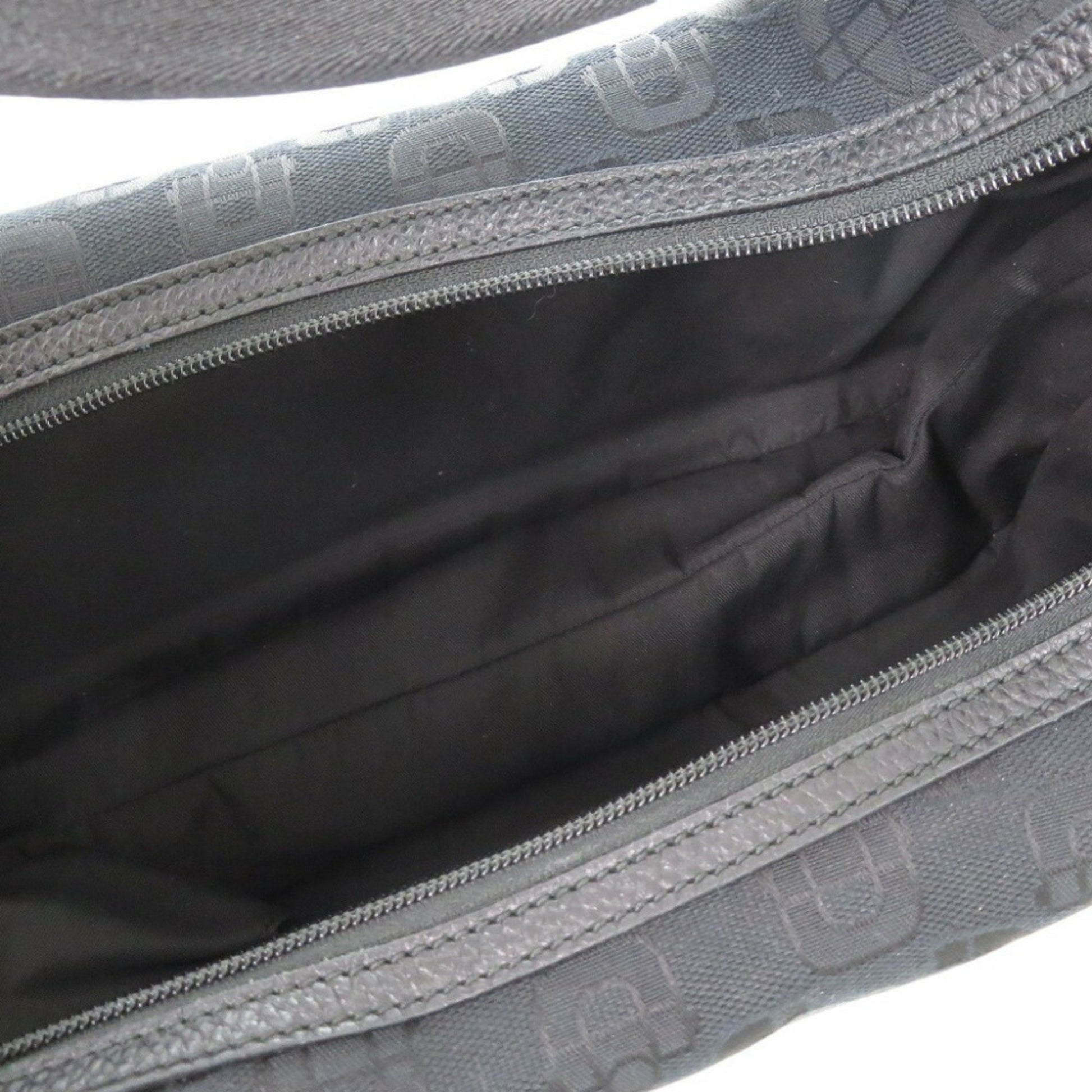 Gucci Horsebit Black Canvas Shoulder Bag