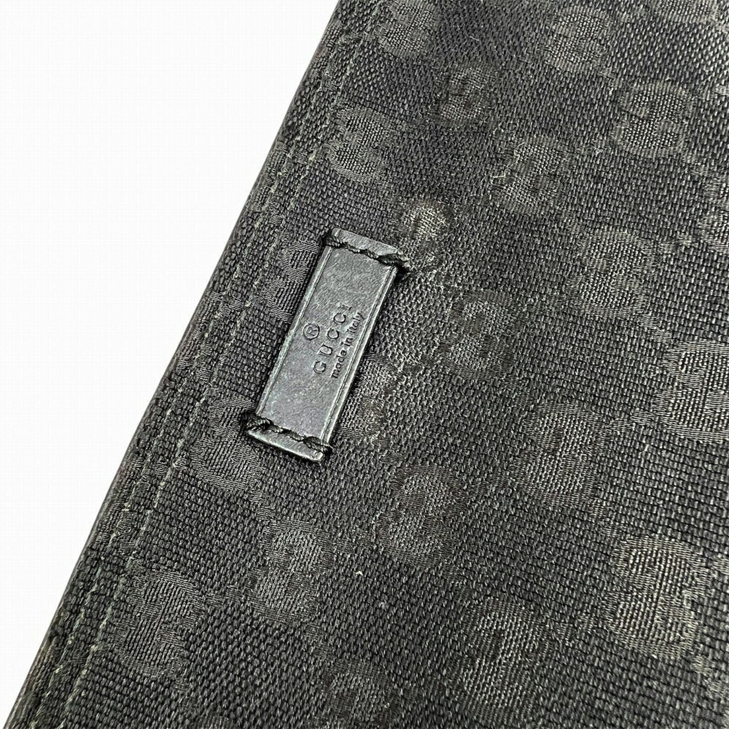 Gucci Black Gg Canvas Leather Shoulder Bag