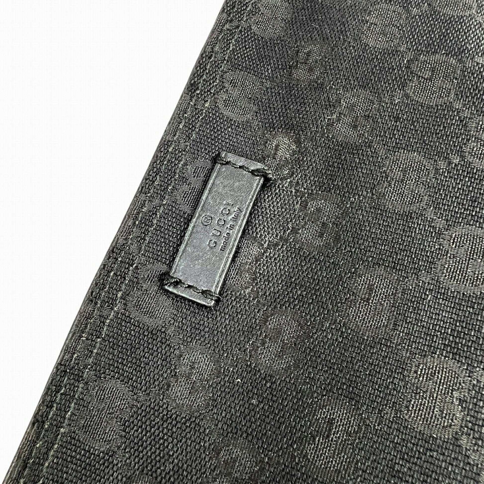Gucci Black Gg Canvas Leather Shoulder Bag