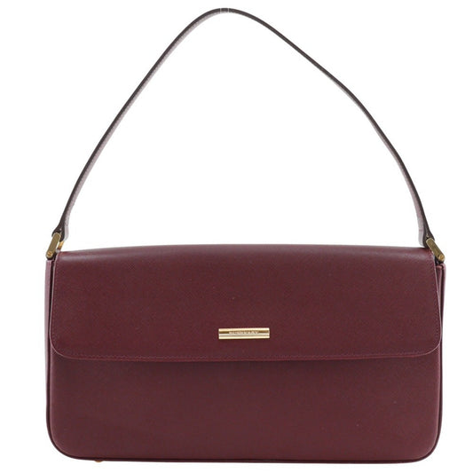 Burberry Bordeaux Color Shoulder Bag Leather Red