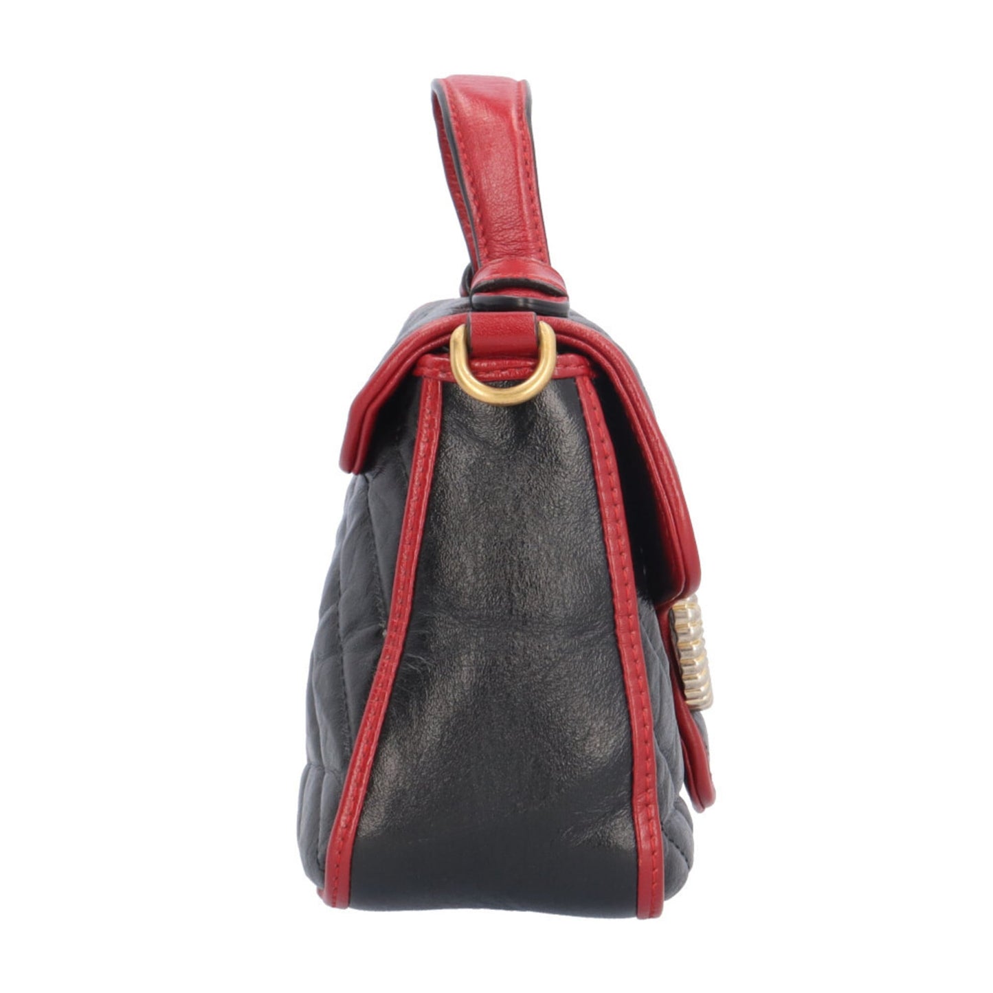 Gucci Gg Marmont Black Red Color Leather Shoulder Bag