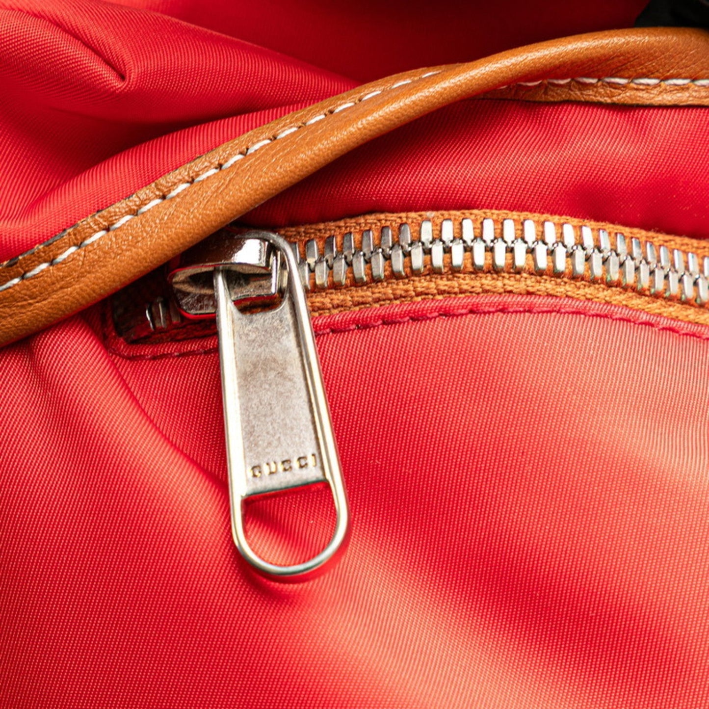 Gucci Beige Brown Red Color Nylon Leather Backpack
