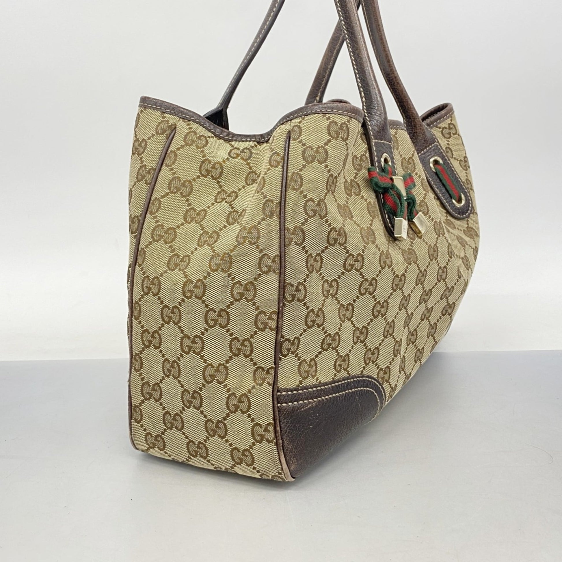 Gucci Beige Brown Canvas Tote Bag