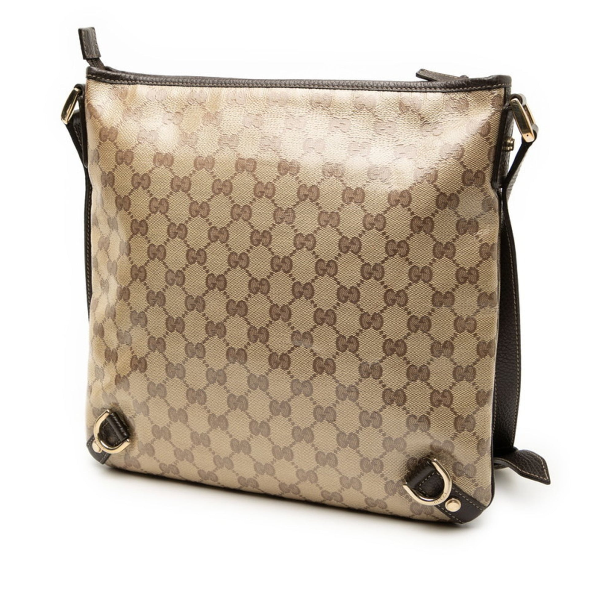 Gucci Beige Brown Pvc Leather Shoulder Bag