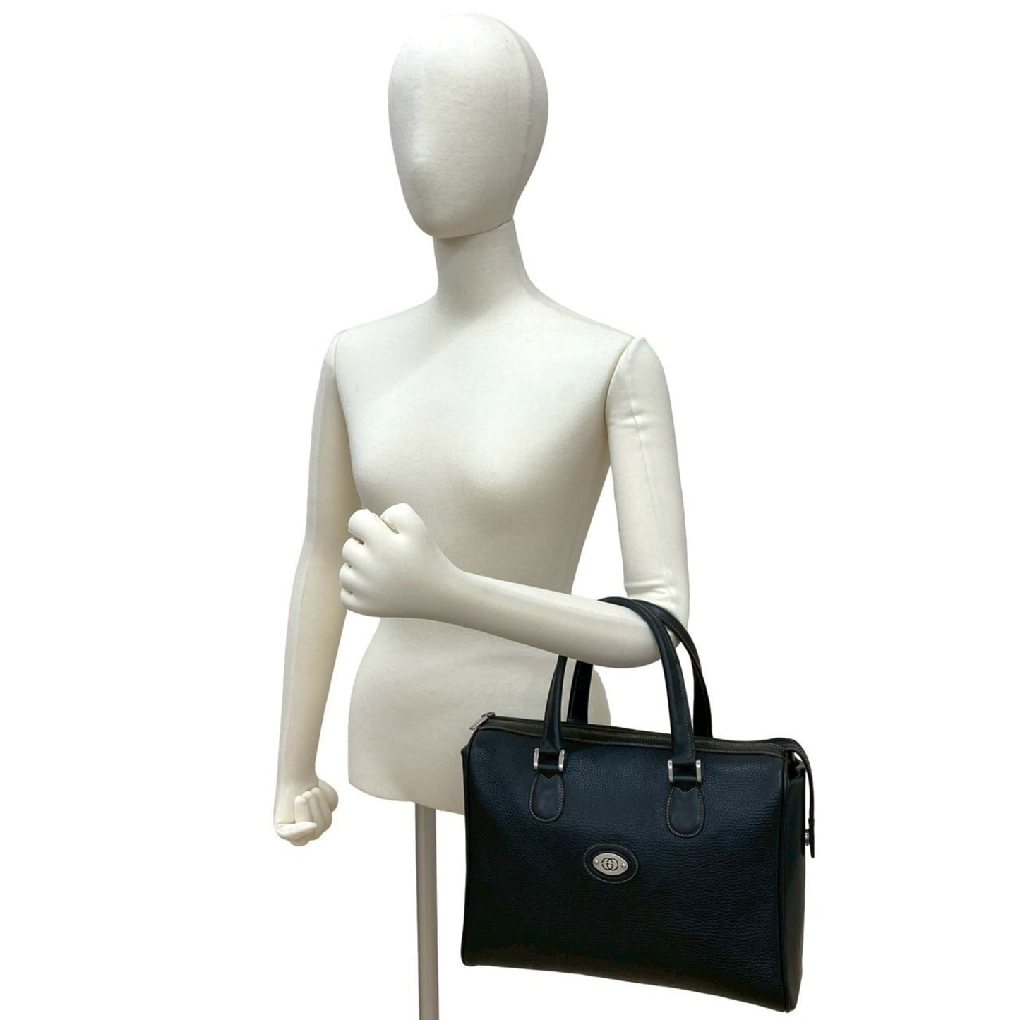 Gucci Black Leather Boston Bag Handbag