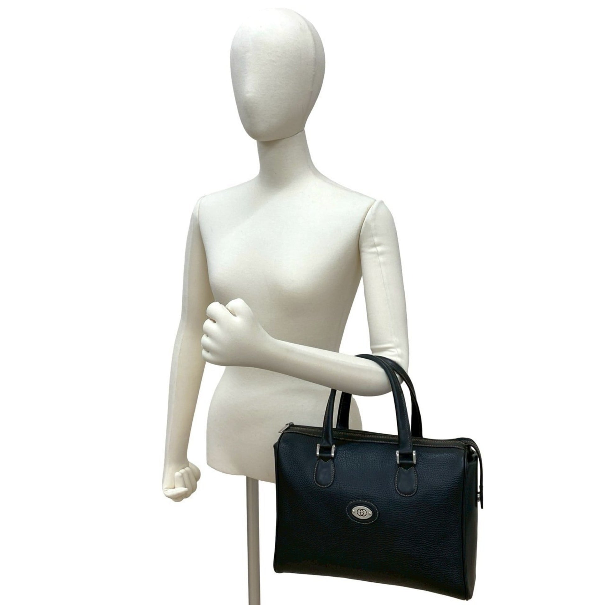 Gucci Black Leather Boston Bag Handbag