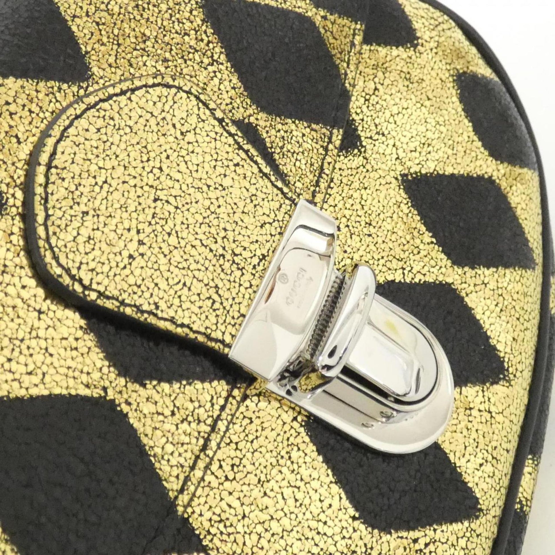 Gucci Black Gold Leather Fanny Pack
