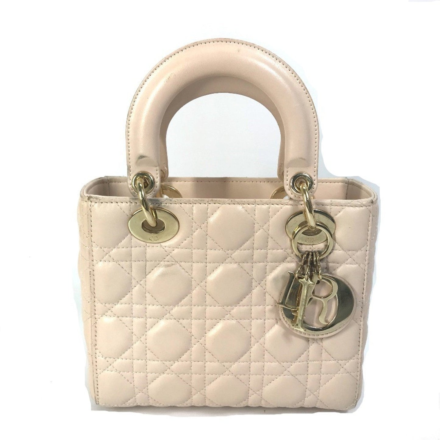 Dior Handbag Christian Shoulder Bag 2 Leather Beige Pink