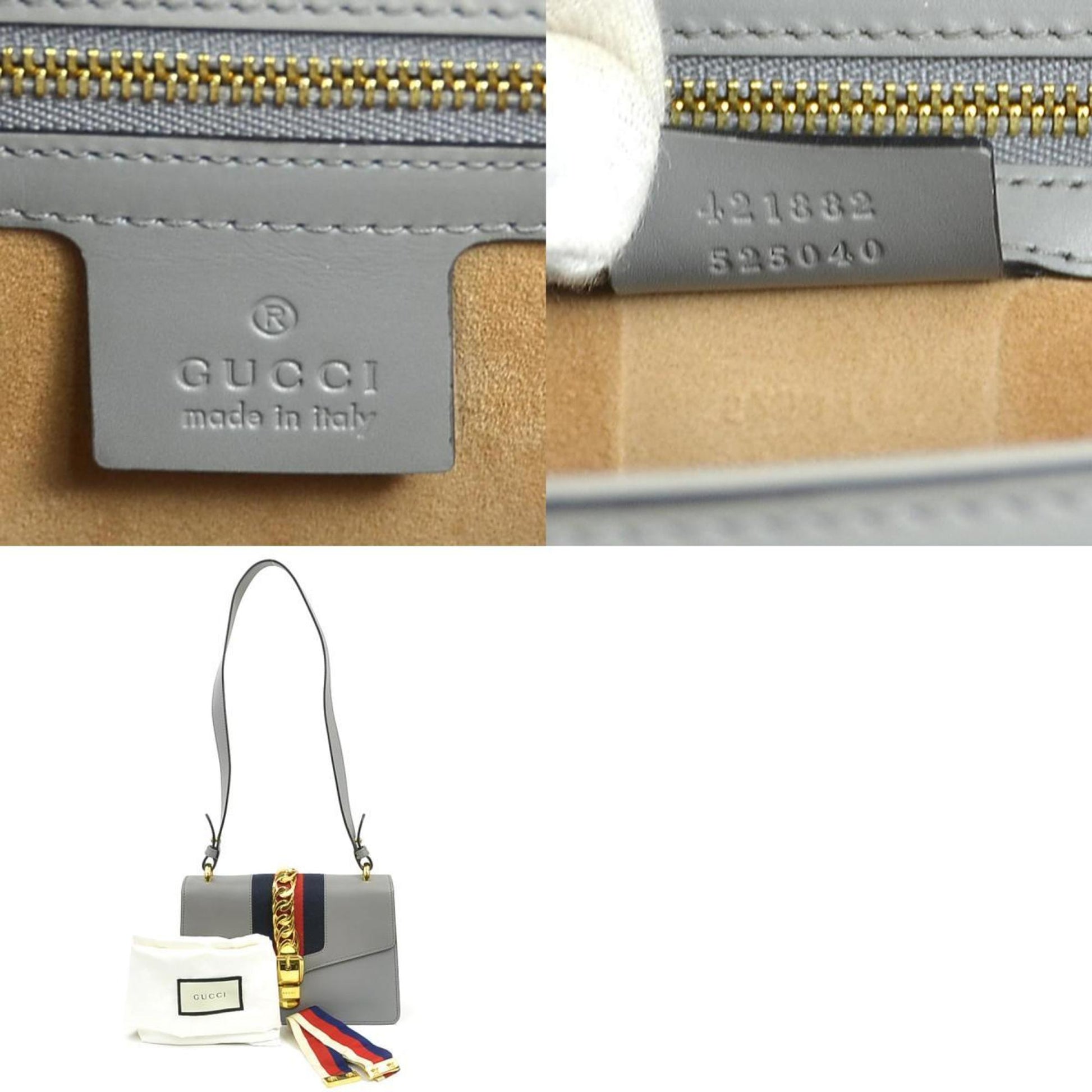 Gucci Gray Leather Shoulder Bag