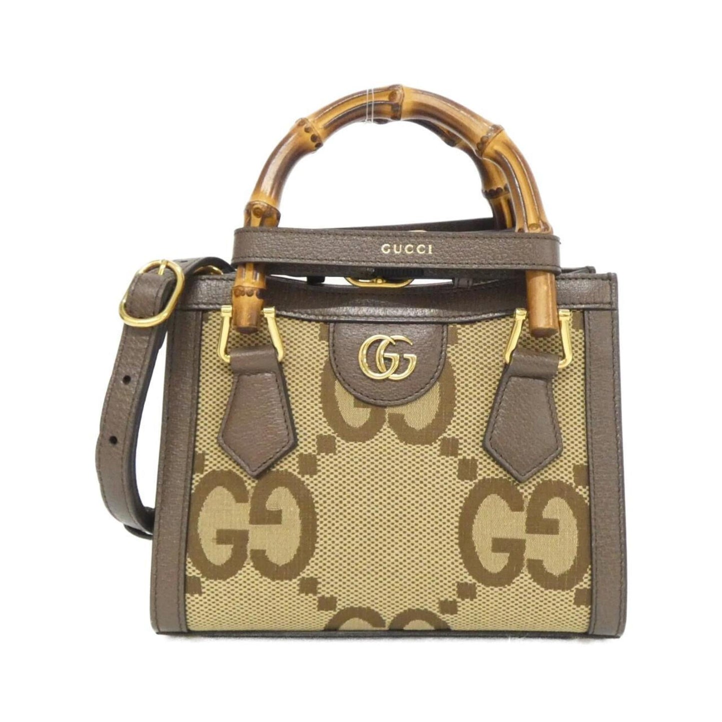 Gucci Brown Camel Gg Canvas Leather Handbag