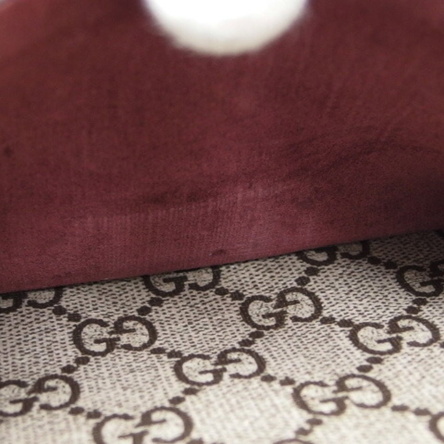 Gucci Beige Bordeaux Pink Coated Canvas Suede Shoulder Bag
