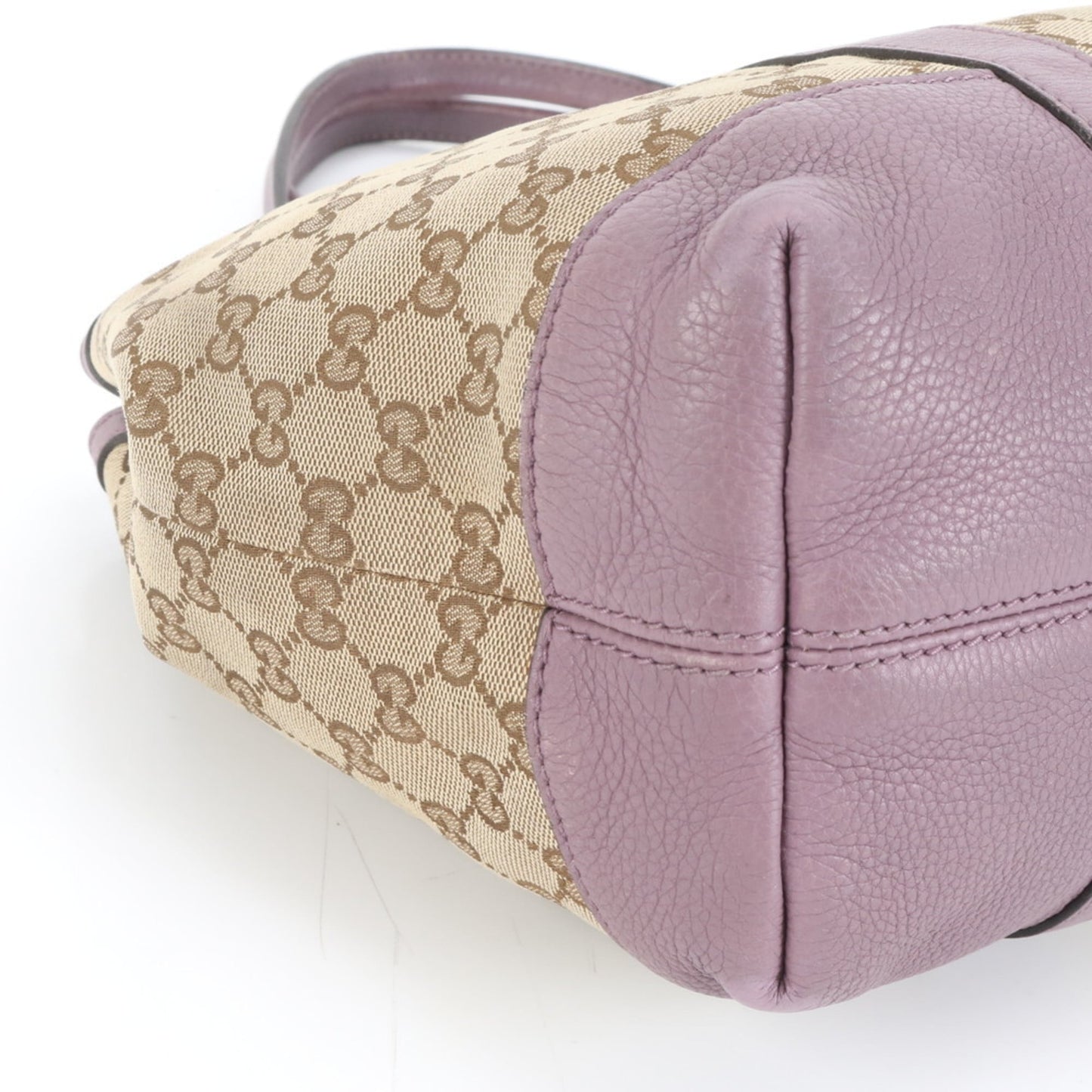 Gucci Brown Purple Leather Canvas Tote Bag