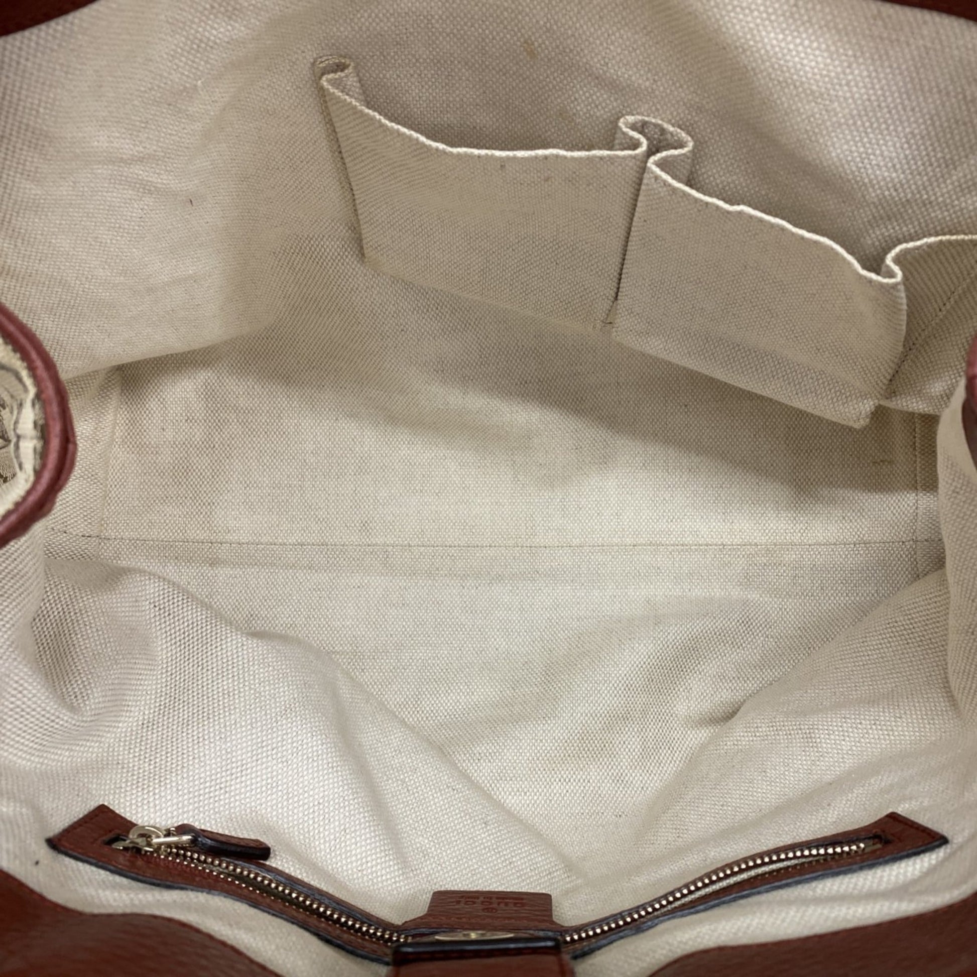 Gucci Beige Red Color Canvas Tote Bag