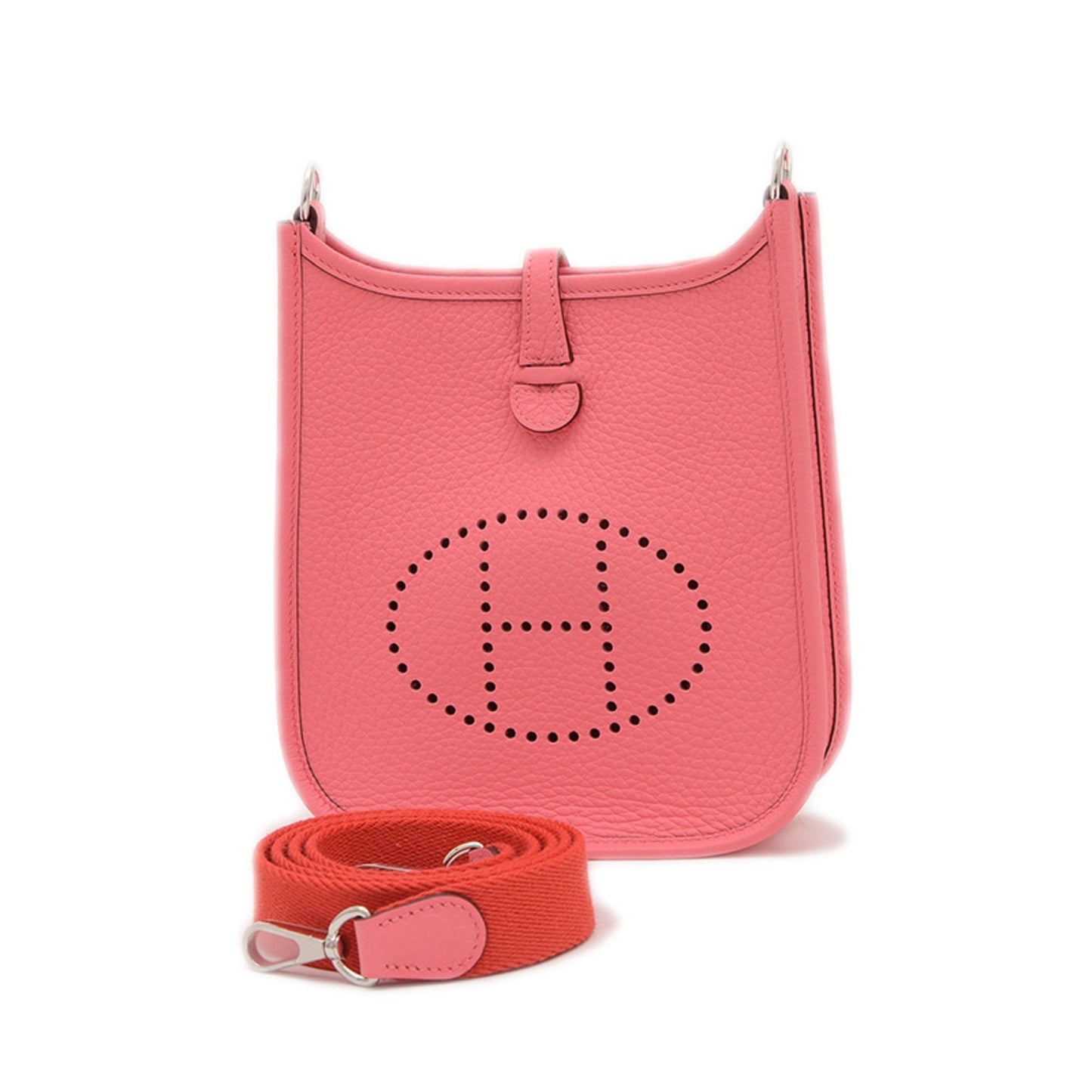 Hermes Rose Azalee Taurillon Clemence Shoulder Bag Leather