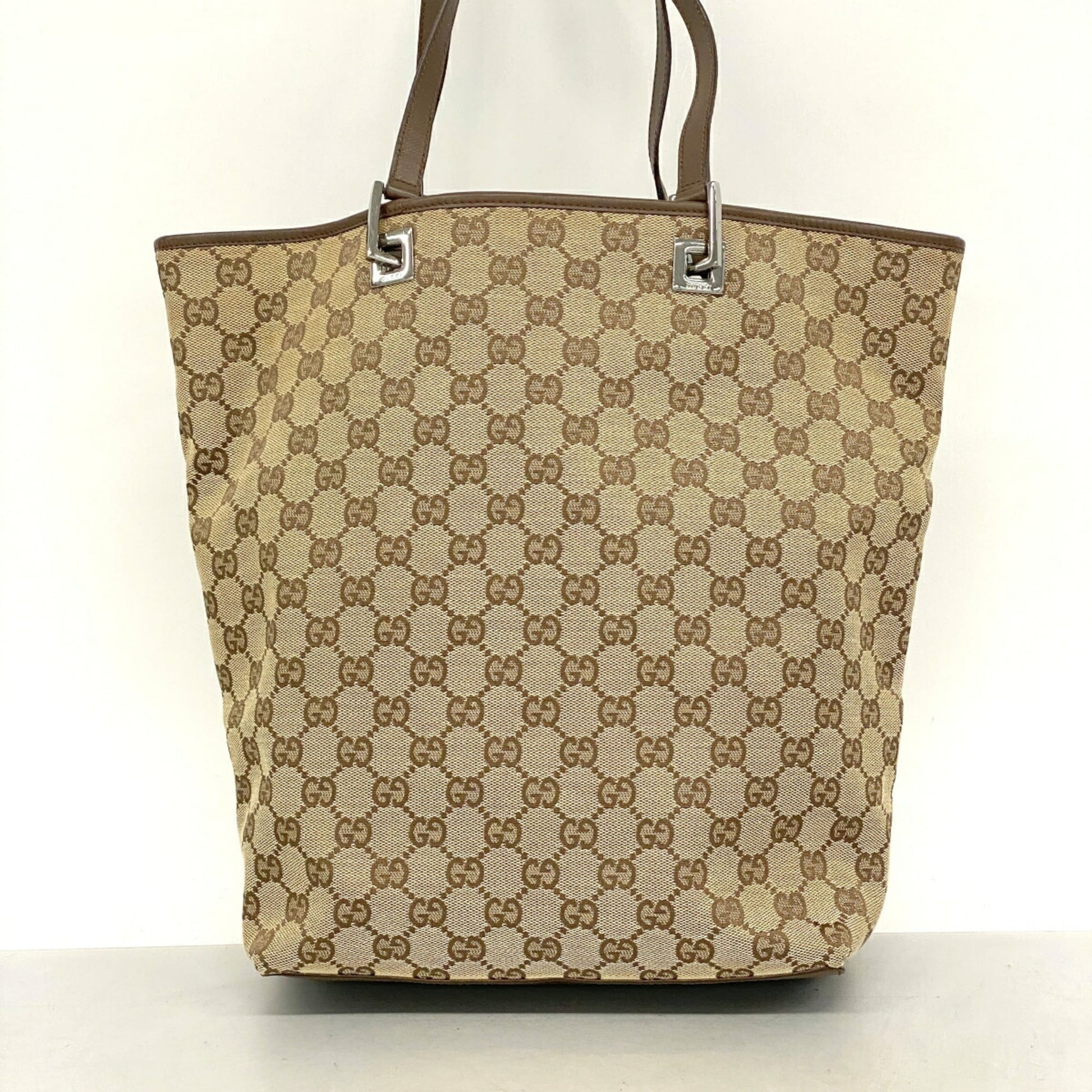 Gucci Beige Brown Canvas Tote Bag