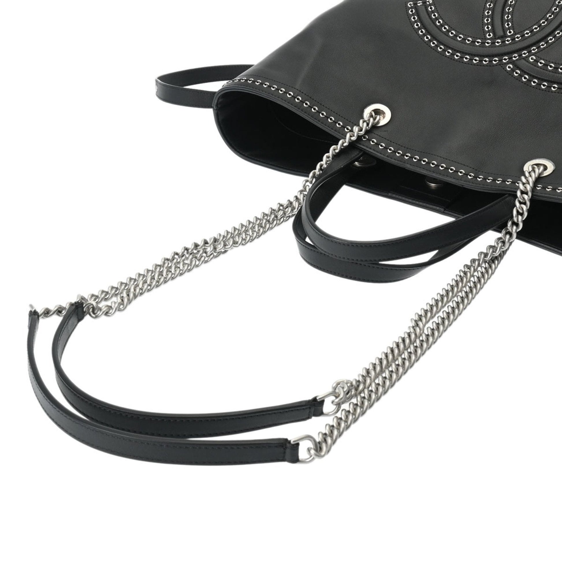 CHANEL Cava Large Size Black Women's Leather Tote Bag