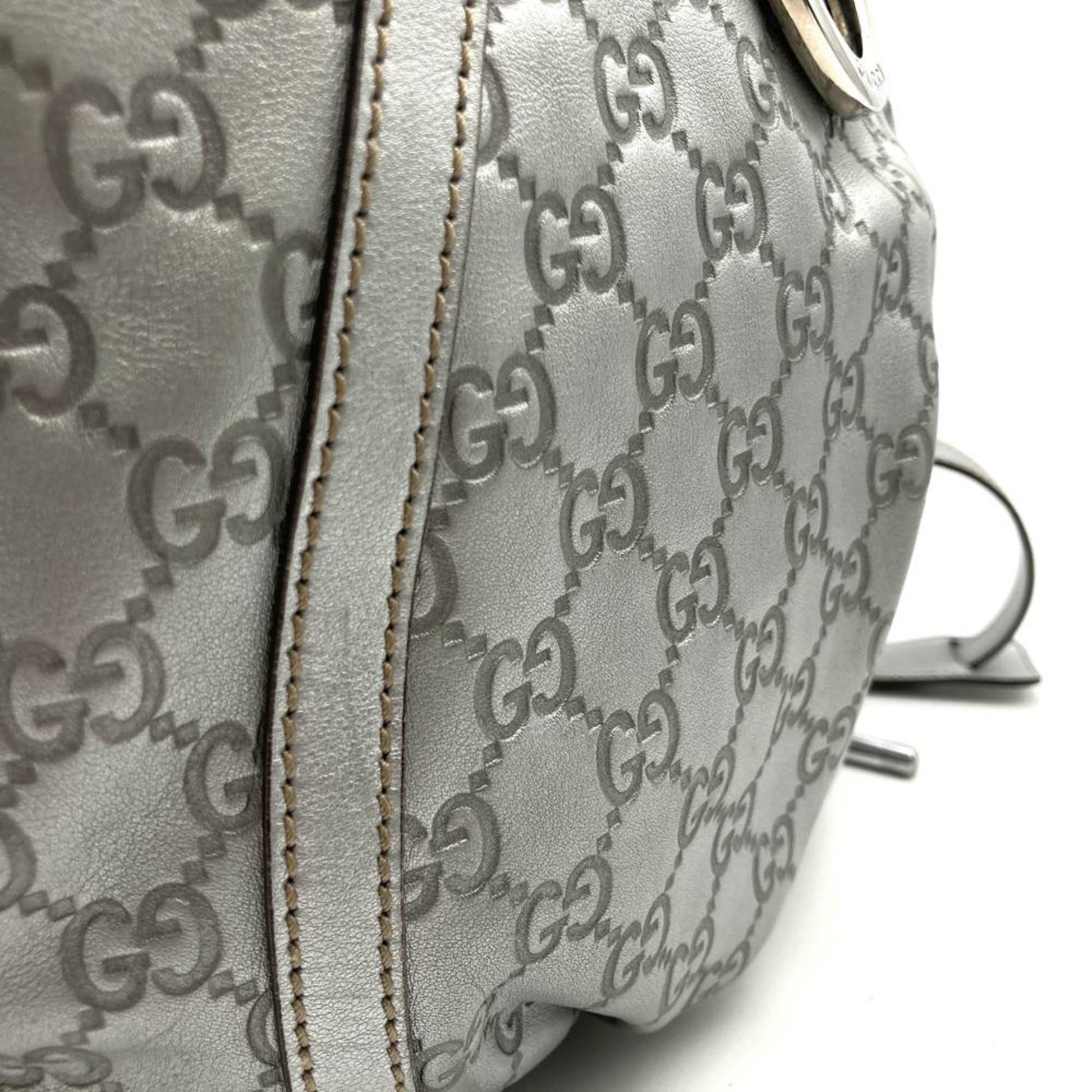Gucci Abbey Silver Leather Shoulder Bag