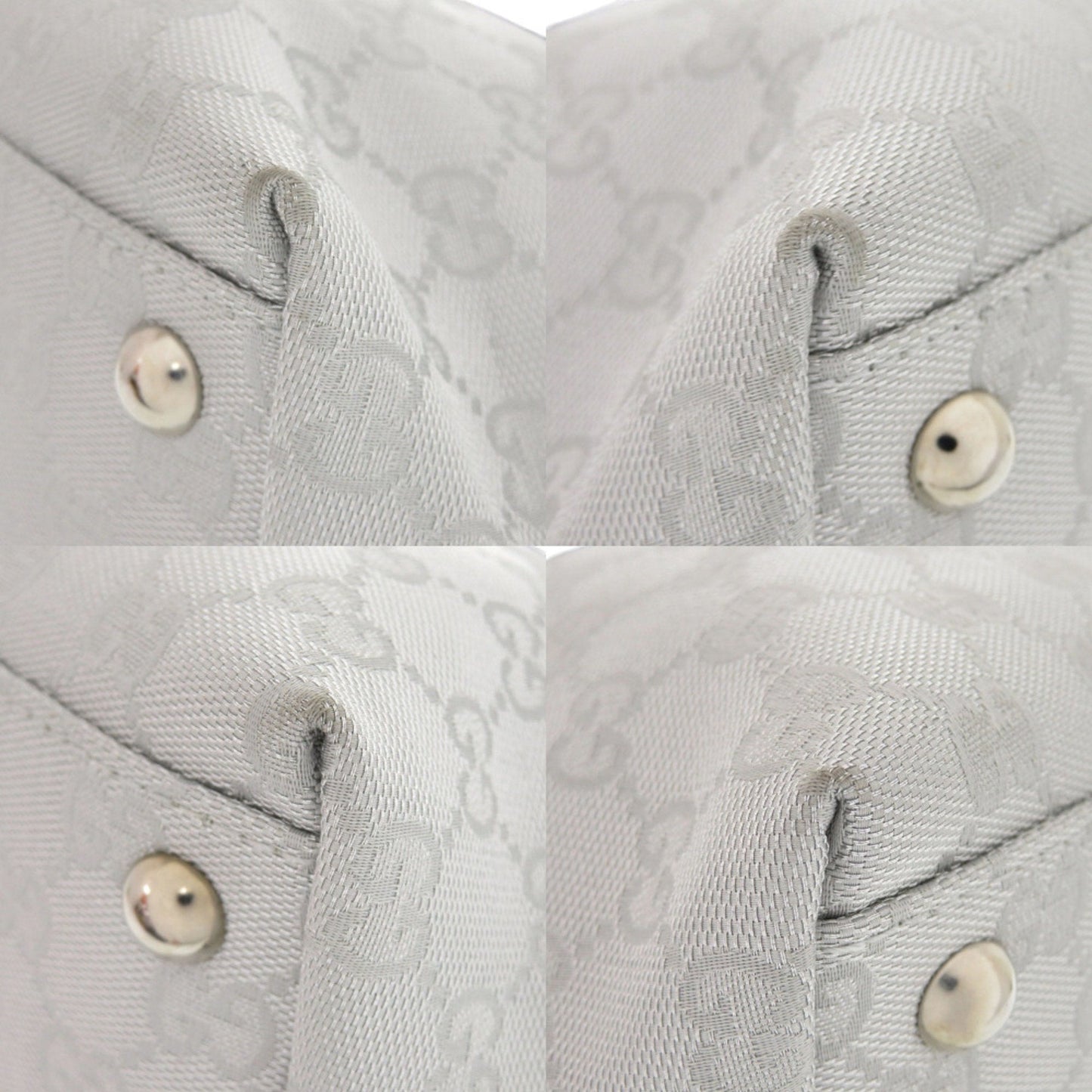 Gucci Gg Canvas Silver Gg Canvas Leather Handbag