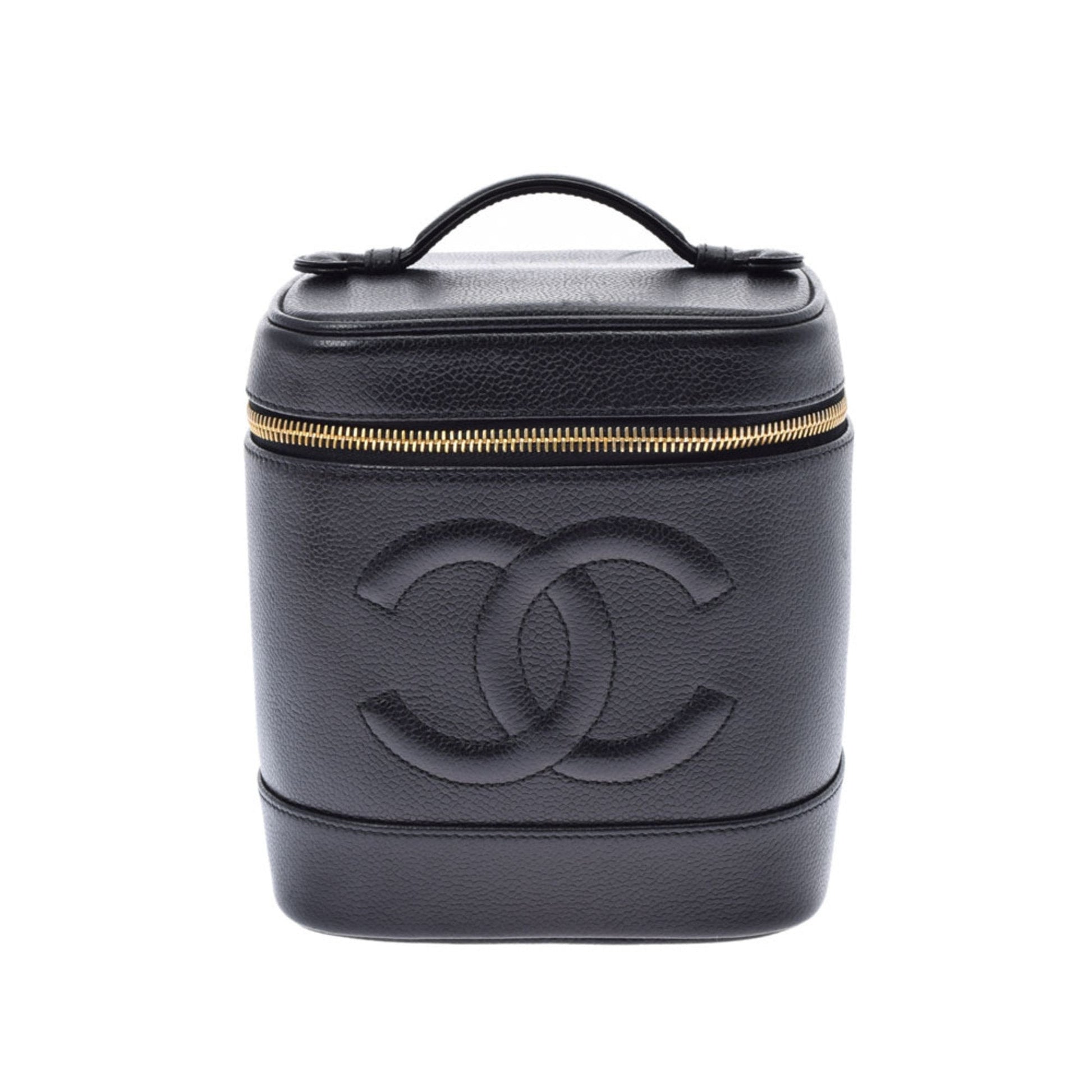 Chanel Vanity Black Ladies Caviar Skin Handbag