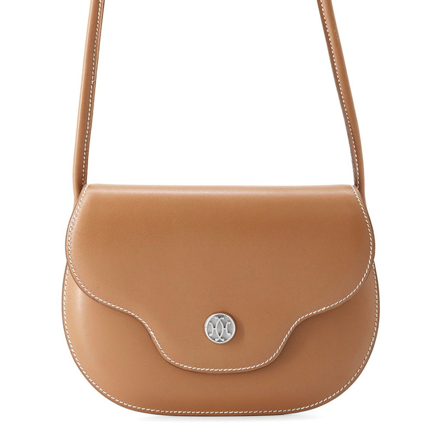 Hermes Box Calf Pochette Shoulder Bag Leather Brown
