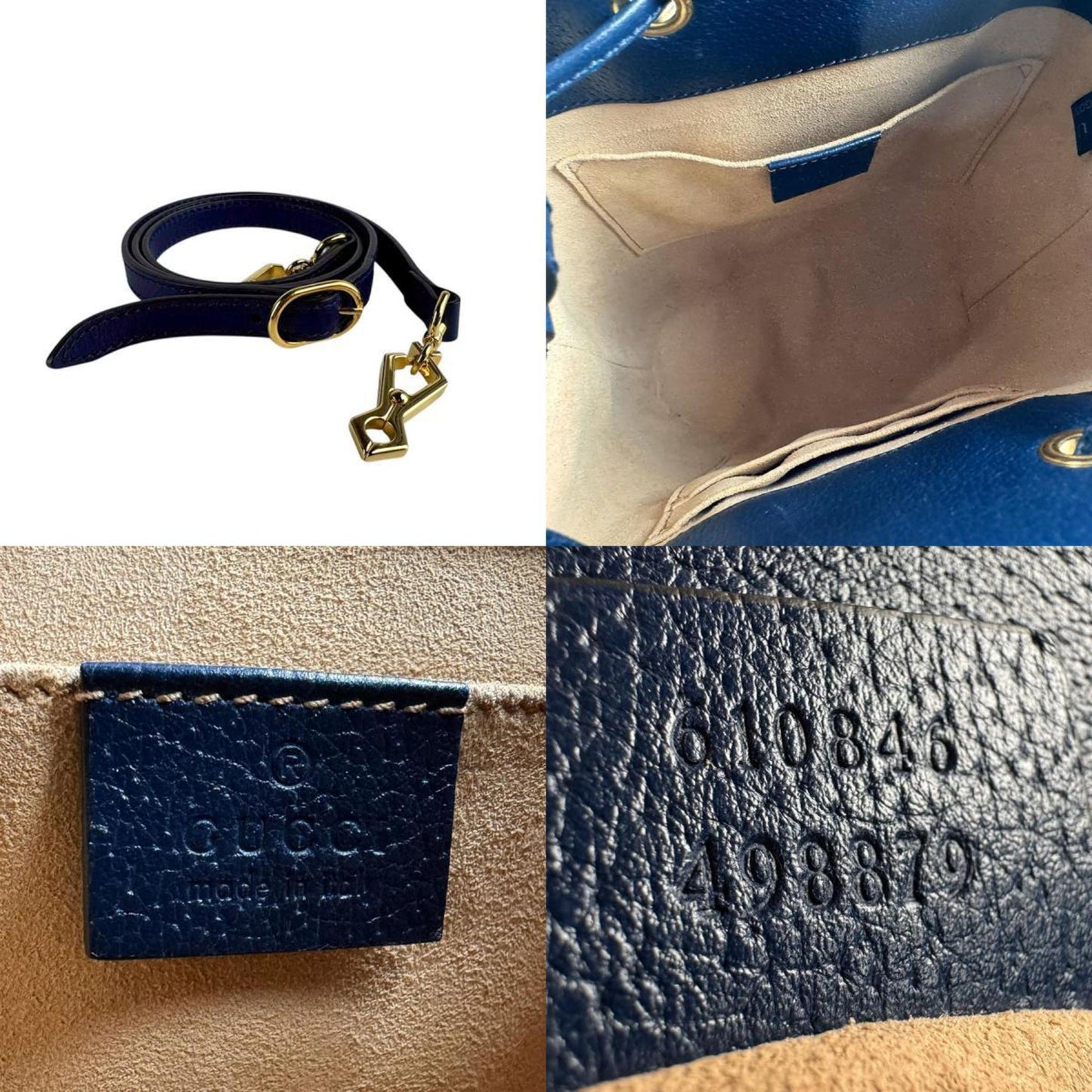 Gucci Navy Red Color Leather Handbag Shoulder Bag
