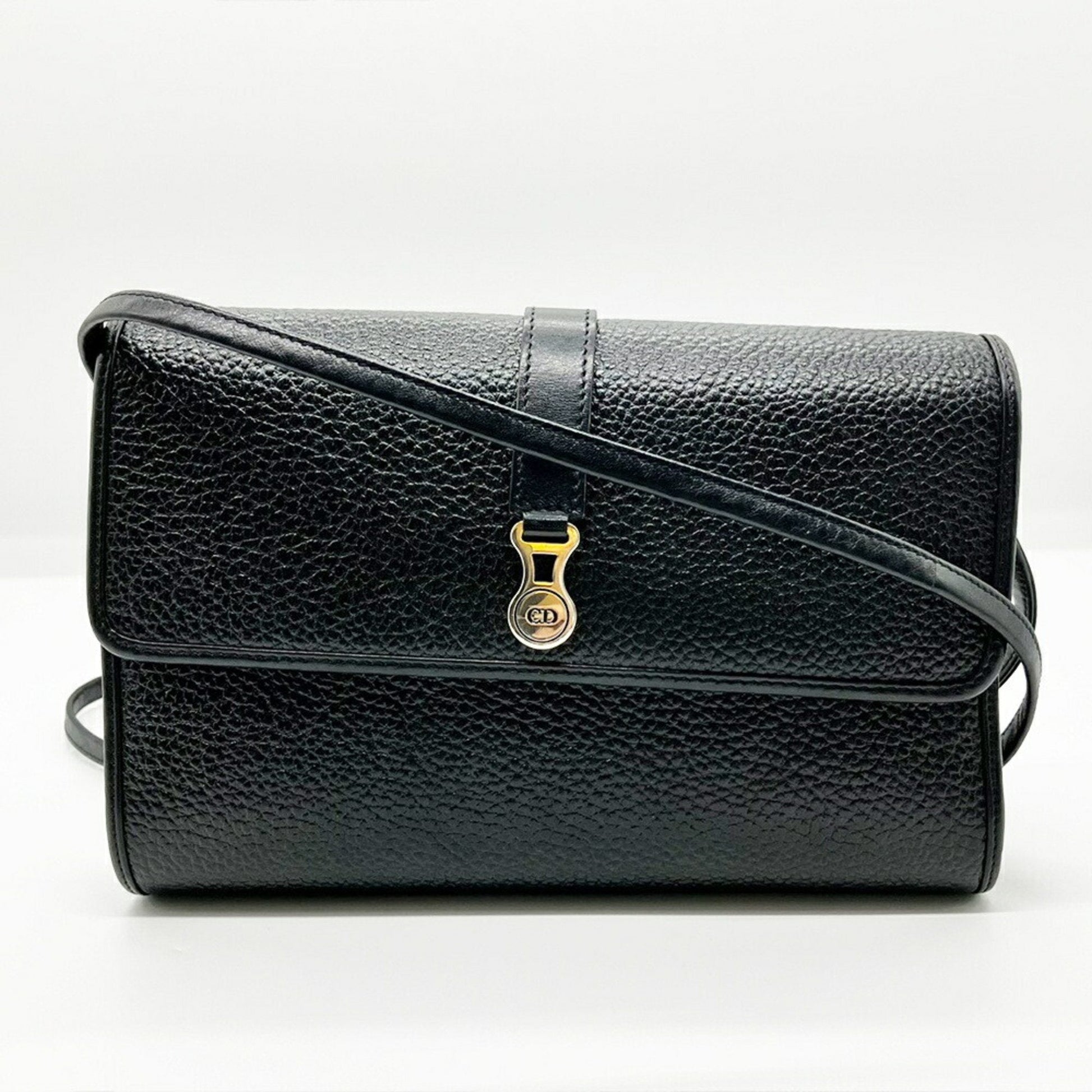 Dior Handbag Christian Pochette Shoulder Bag 2 Leather Black