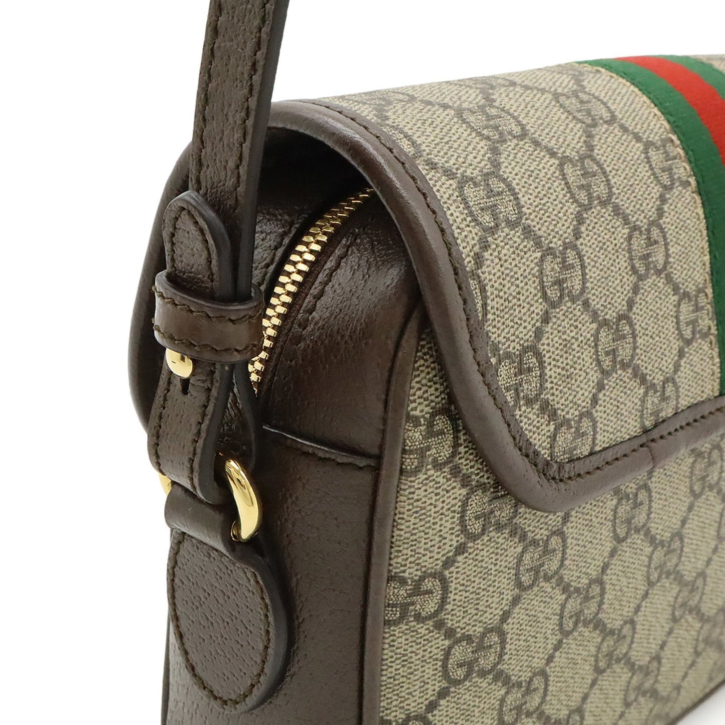 Gucci Beige Brown Green Red Color Gg Supreme Leather Shoulder Bag